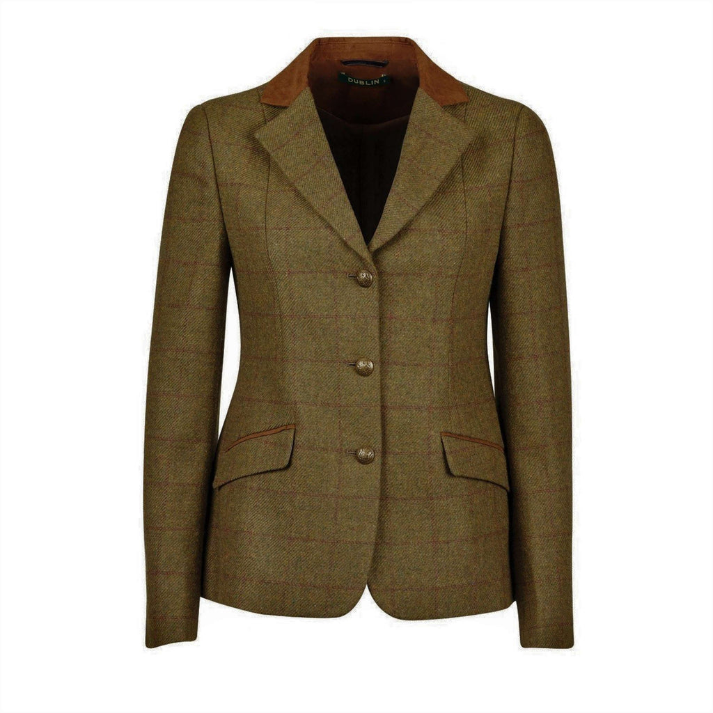 Dublin Kurtka Konkursowa Albany Tweed z Zamszowym Kołnierzem, Taliowana, Brązowa, Zielona