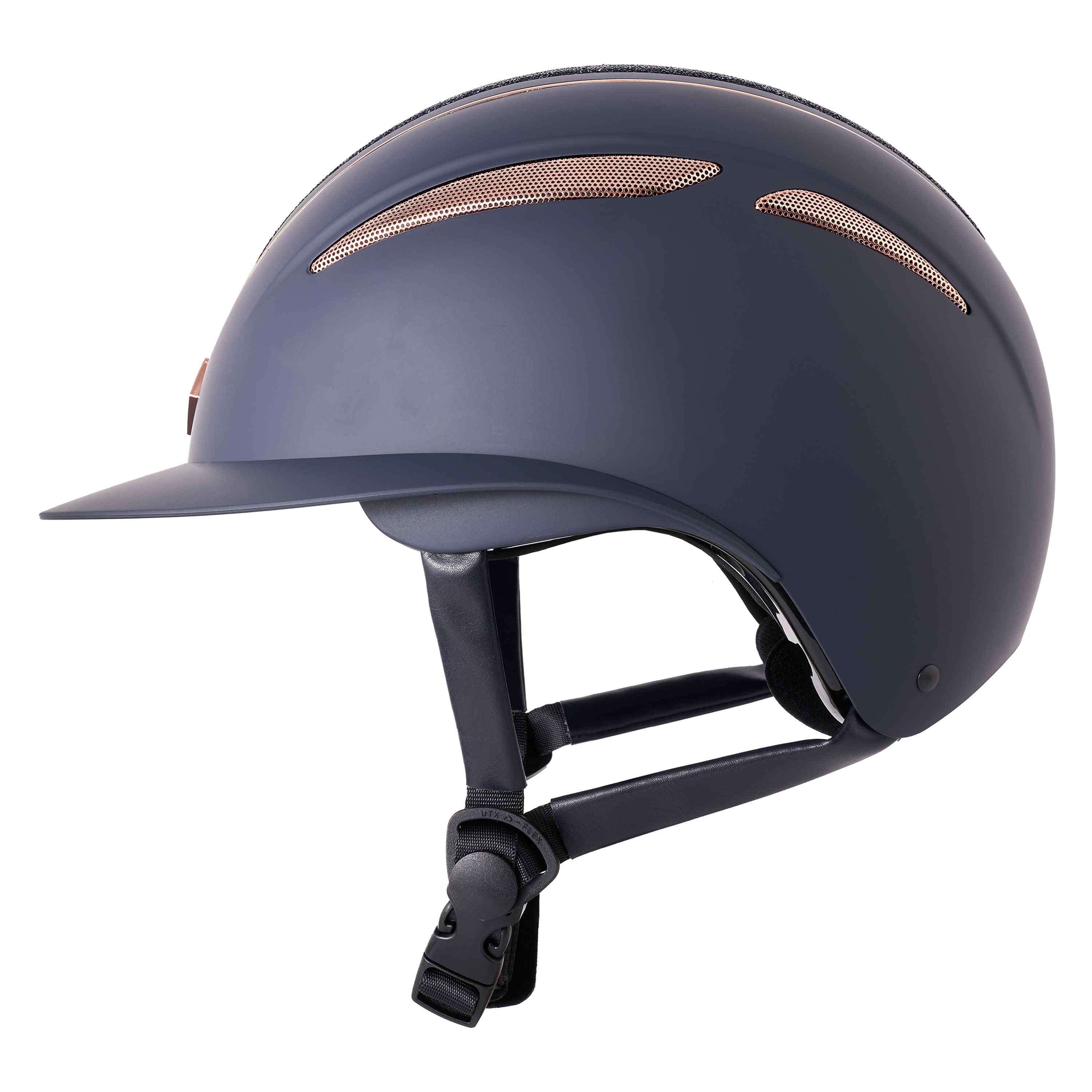 Imperial Riding Kask jeździecki IRHOlania Deluxe Big Visor granatowy/różowozłoty