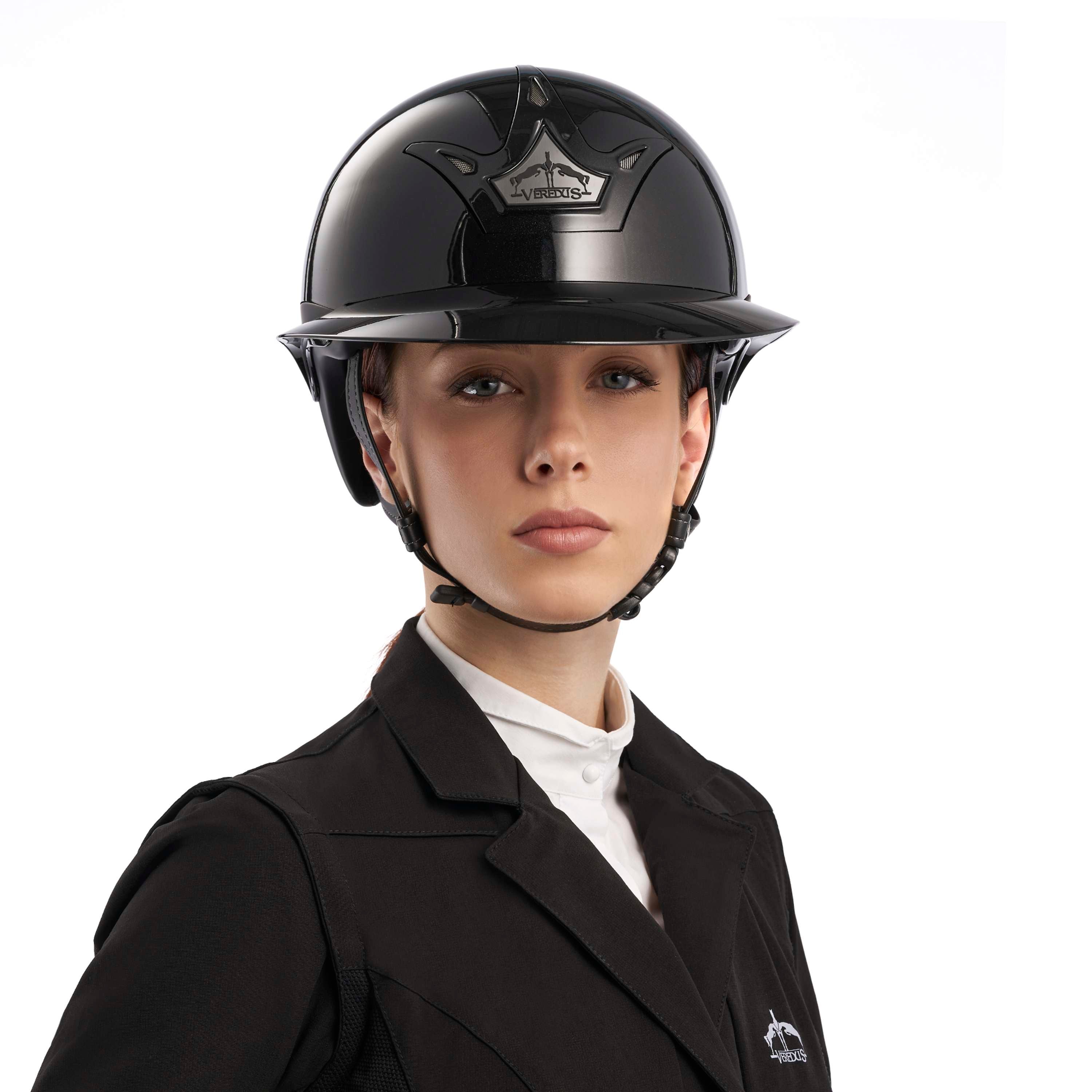 Kask jeździecki Veredus Vita szeroki wizjer lakierowany czarny