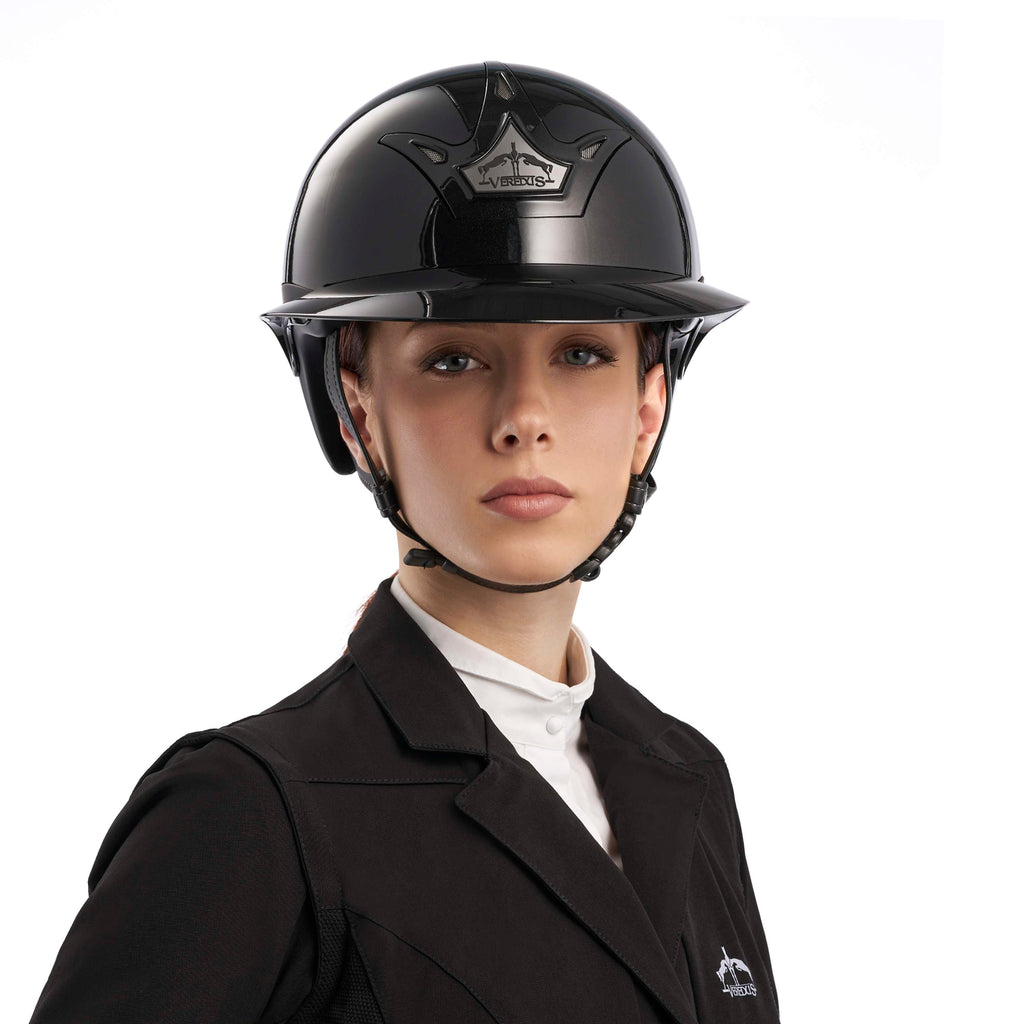 Kask jeździecki Veredus Vita szeroki wizjer lakierowany czarny