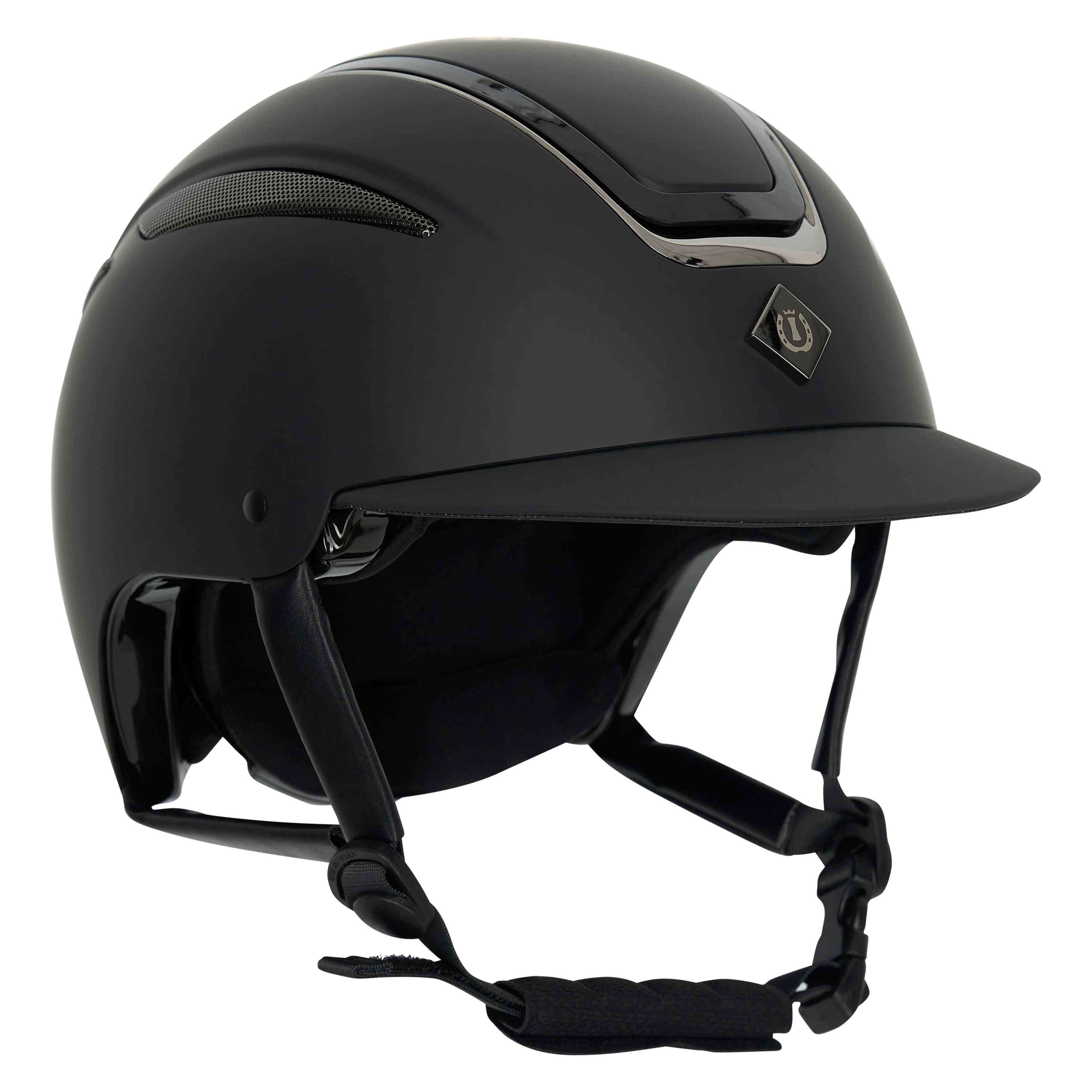Kask jeździecki Imperial Riding IRHOlania Deluxe z małym daszkiem, czarny