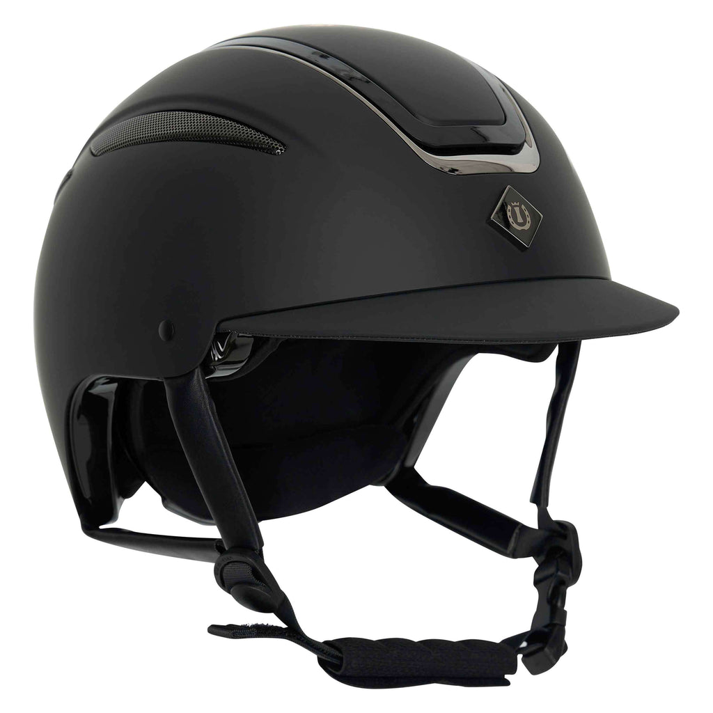 Kask jeździecki Imperial Riding IRHOlania Deluxe z małym daszkiem, czarny