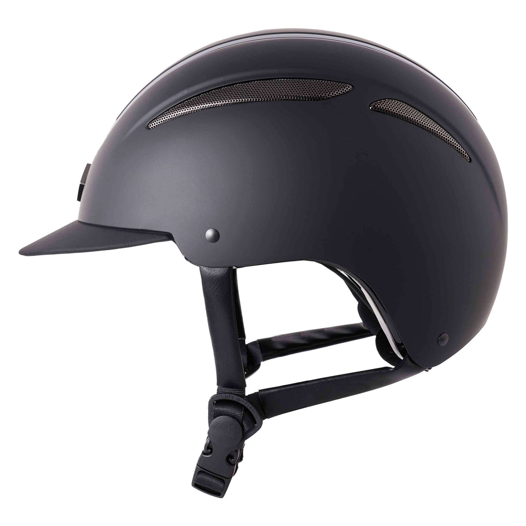 Kask jeździecki Imperial Riding IRHOlania Deluxe z małym daszkiem, czarny