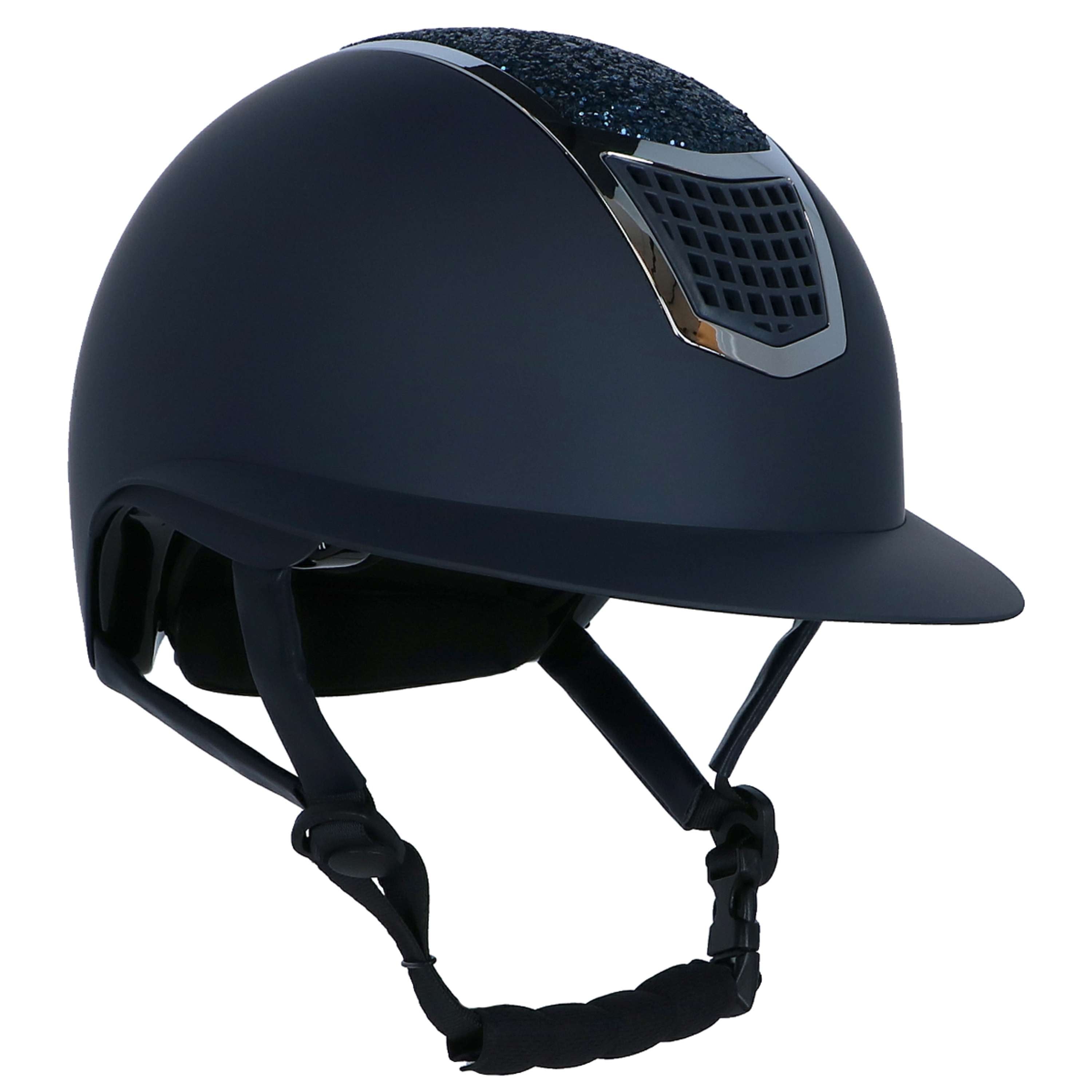HKM Kask Jeździecki Glamour Shield Ciemnoniebieski/Srebrny