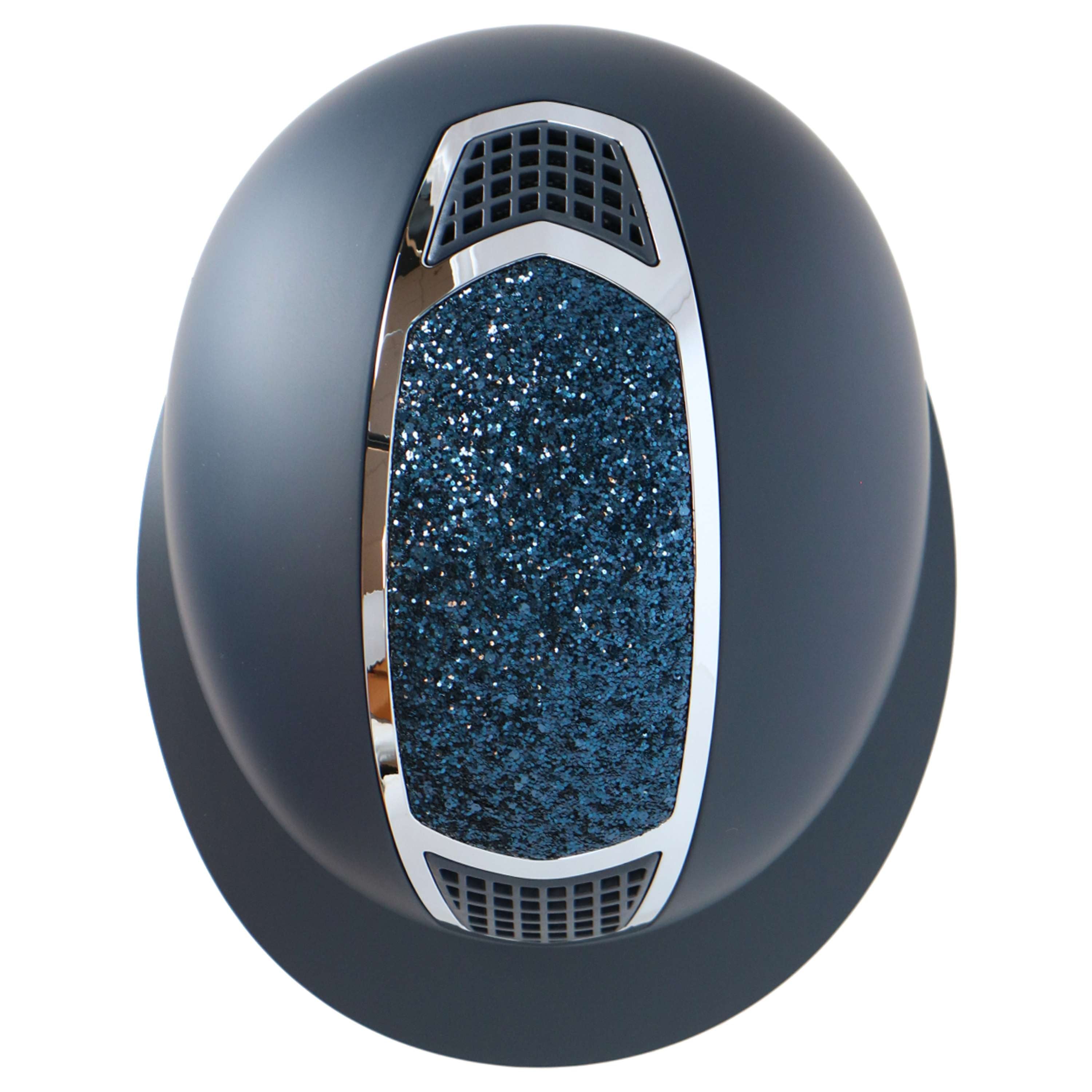HKM Kask Jeździecki Glamour Shield Ciemnoniebieski/Srebrny