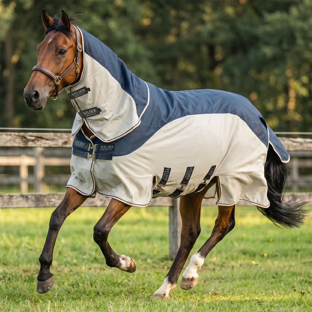 Velder Horsewear Premium Derka Przeciw Muchom Waterproof-Top Navy/Pearl Silver