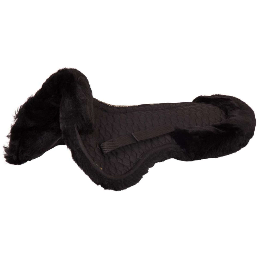 BR Podkład Pod Siodło Z Kanałem Kręgosłupa Obszycie Sheepskin Czarny