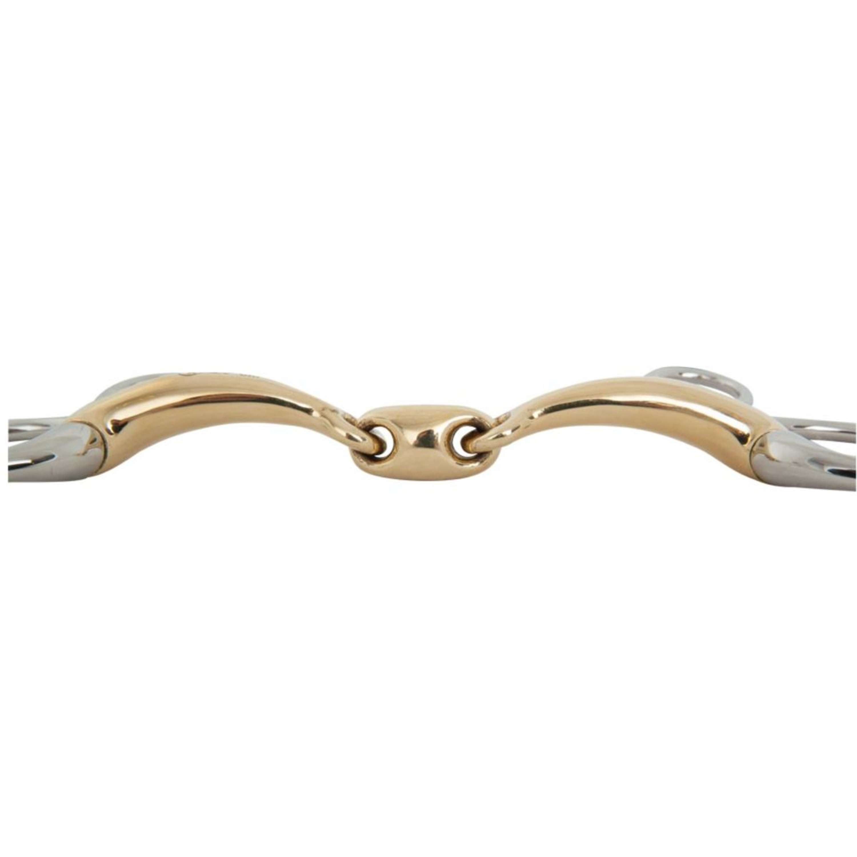 BR Wędzidło Baucher Soft Contact Curved Podwójnie Łamane Wygięte Z Bocznikami 14mm