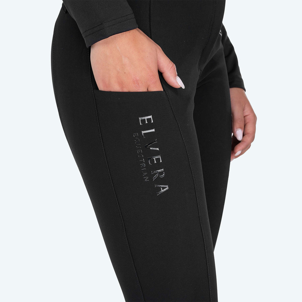 Elvera Equestrian Bryczesy Dual Core Pro z lejem kolanowym czarne