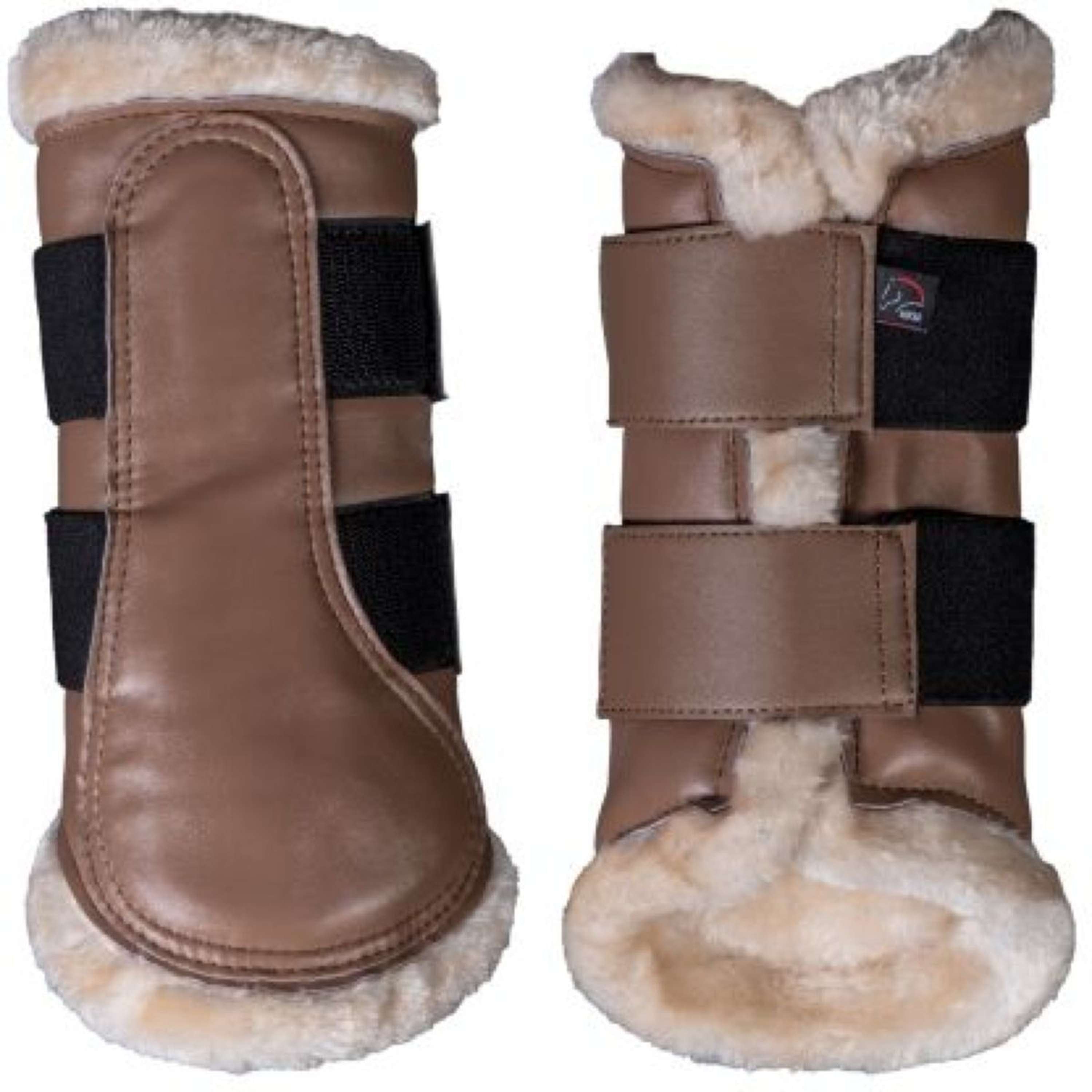 HKM Ochraniacze Comfort Premium z futerkiem Taupe
