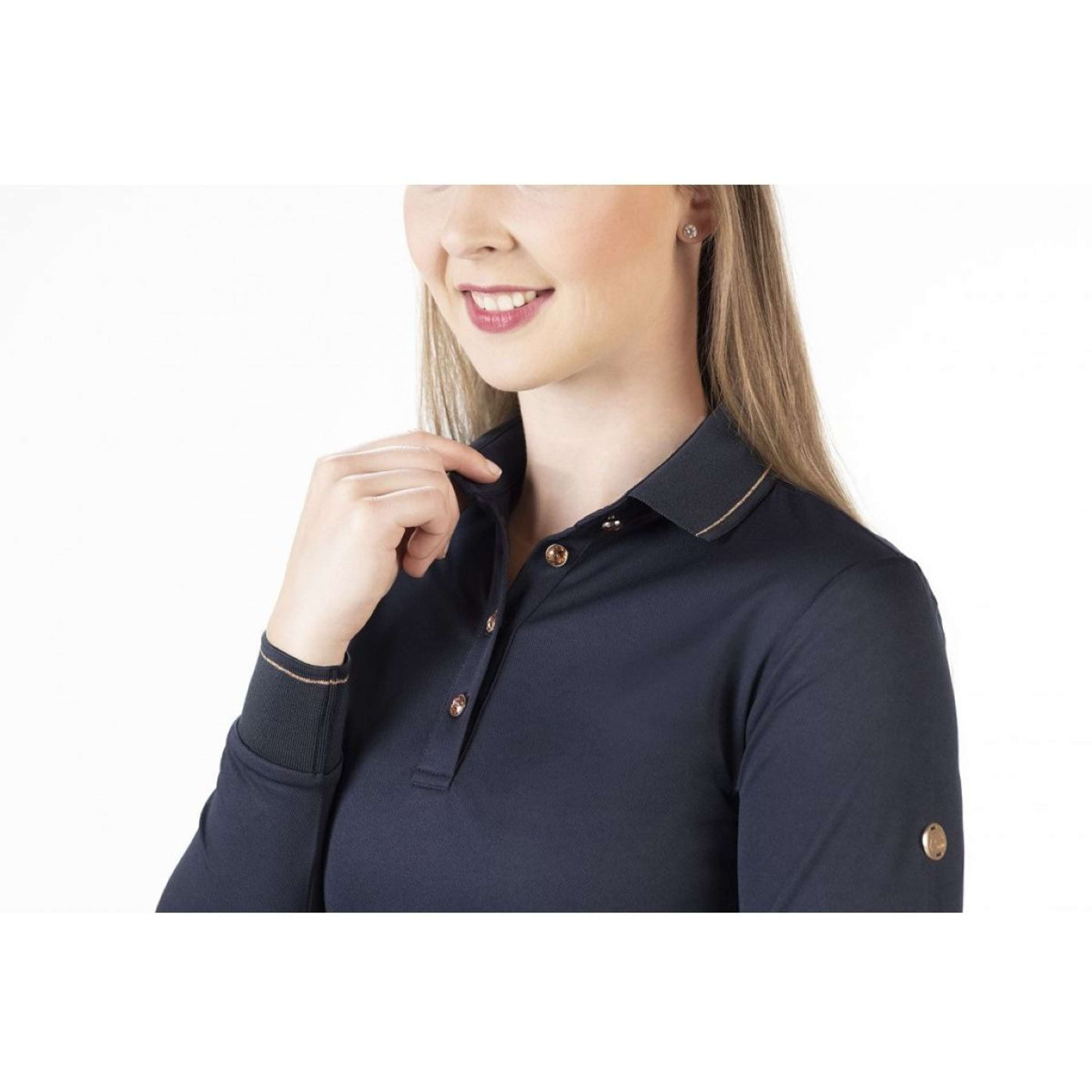 HKM Poloshirt Rosegold Glamour Longsleeve Ciemnoniebieski/Różowozłoty