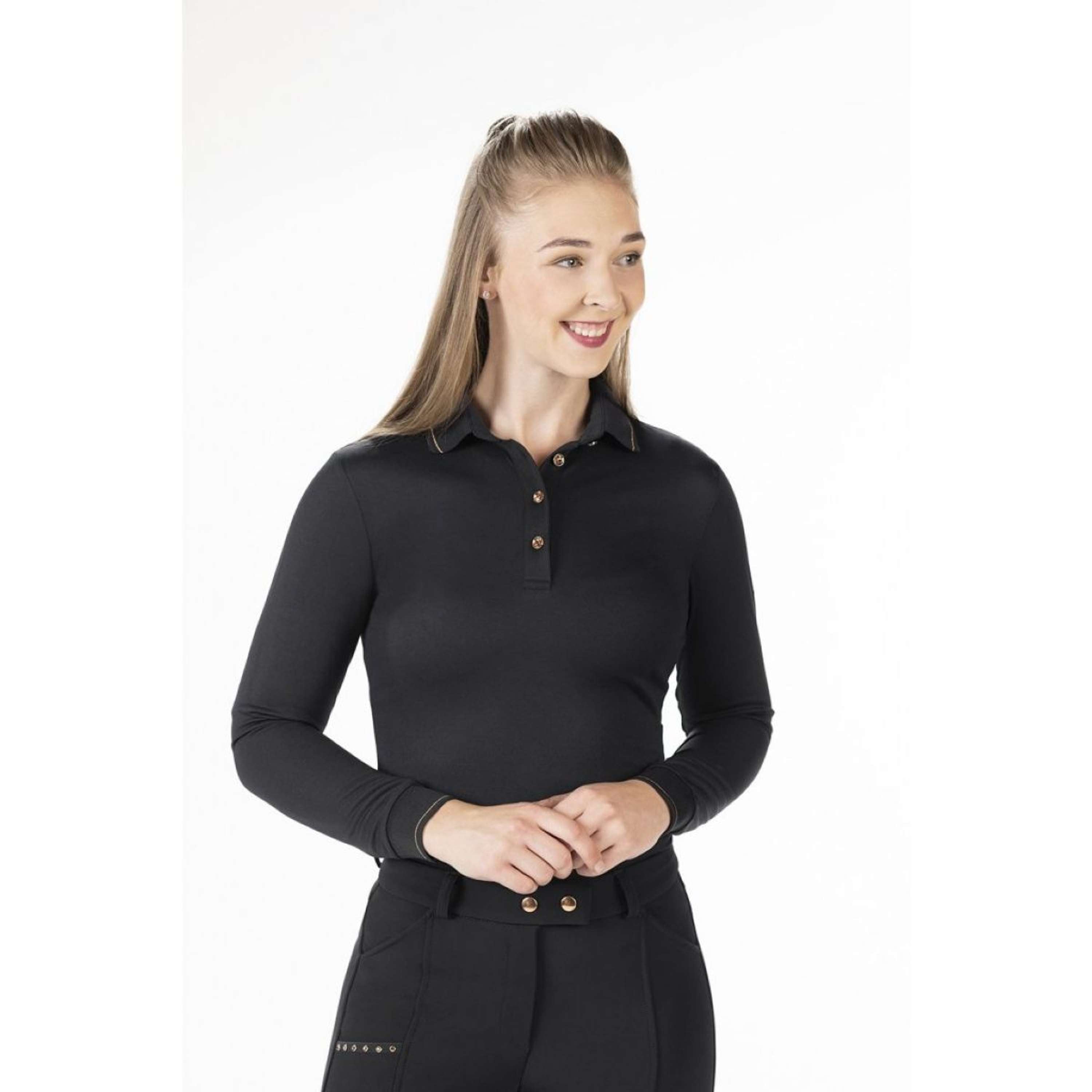 HKM Poloshirt Rosegold Glamour Longsleeve Czarny/Różowozłoty