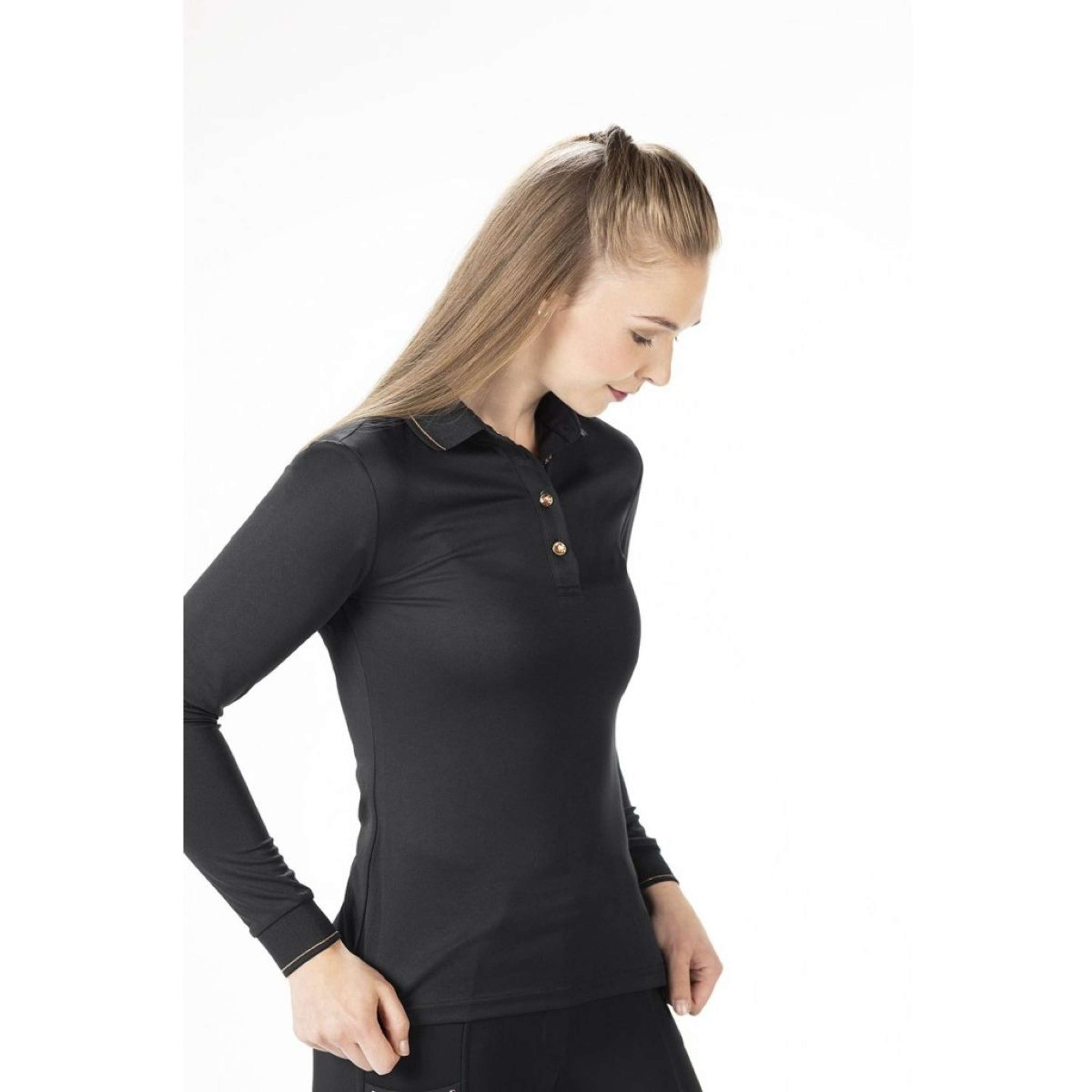 HKM Poloshirt Rosegold Glamour Longsleeve Czarny/Różowozłoty