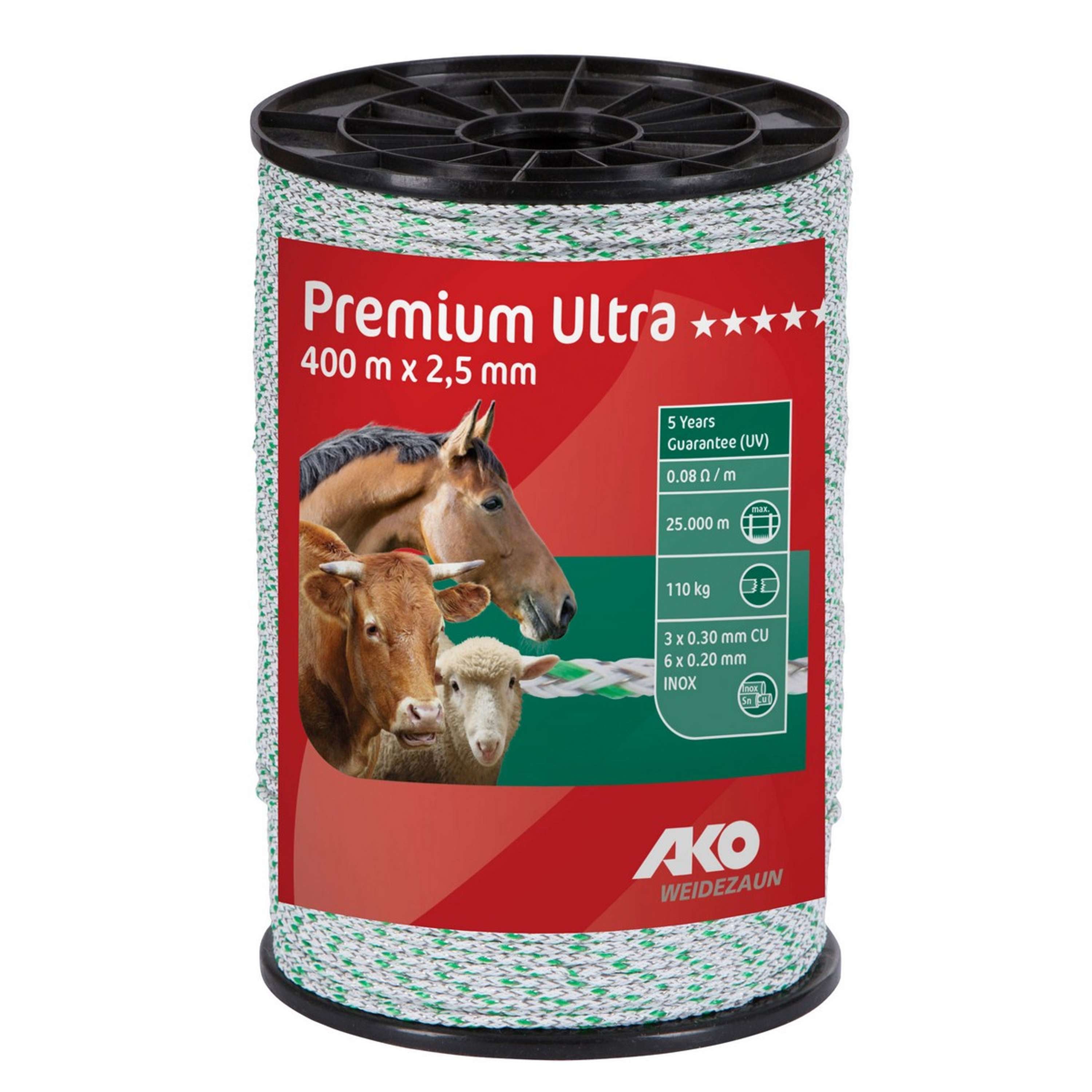 Ako Premium Ultra Ogrodzenie Elektryczne 400m Biały/Zielony