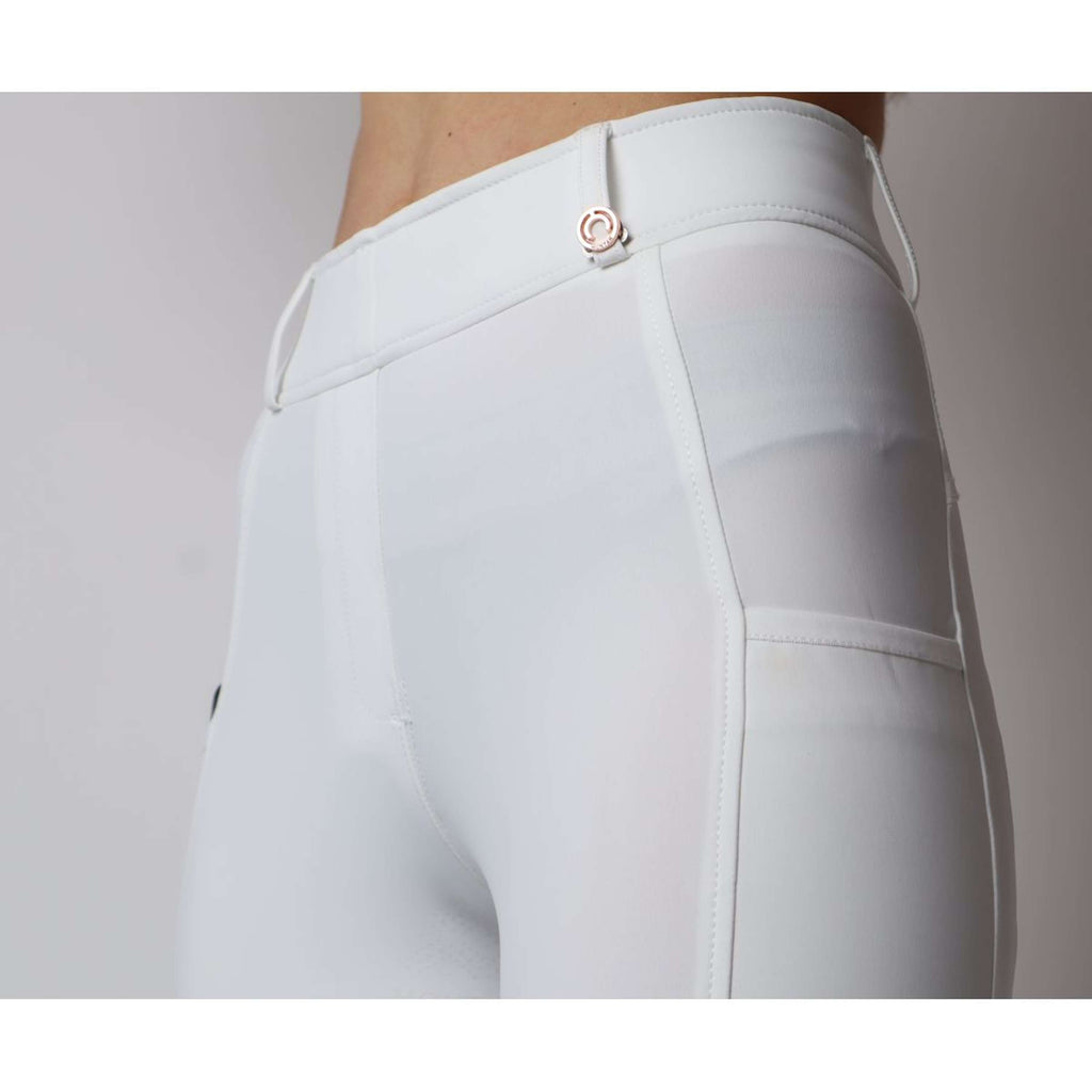Legginsy jeździeckie Montar Michelle z logo w kolorze różowego złota, białe