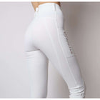 Legginsy jeździeckie dziecięce Montar Rosegold Logo, białe