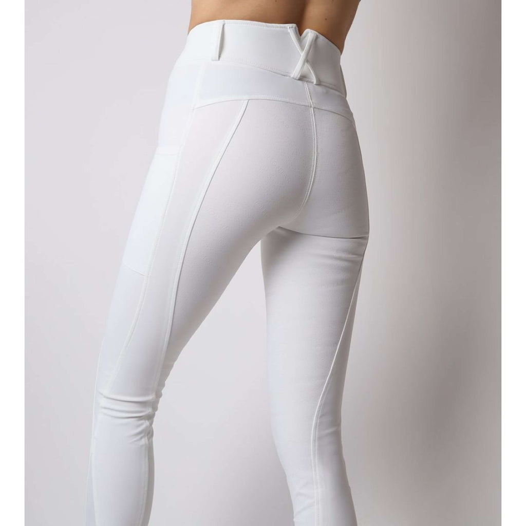 Legginsy jeździeckie dziecięce Montar Rosegold Logo, białe