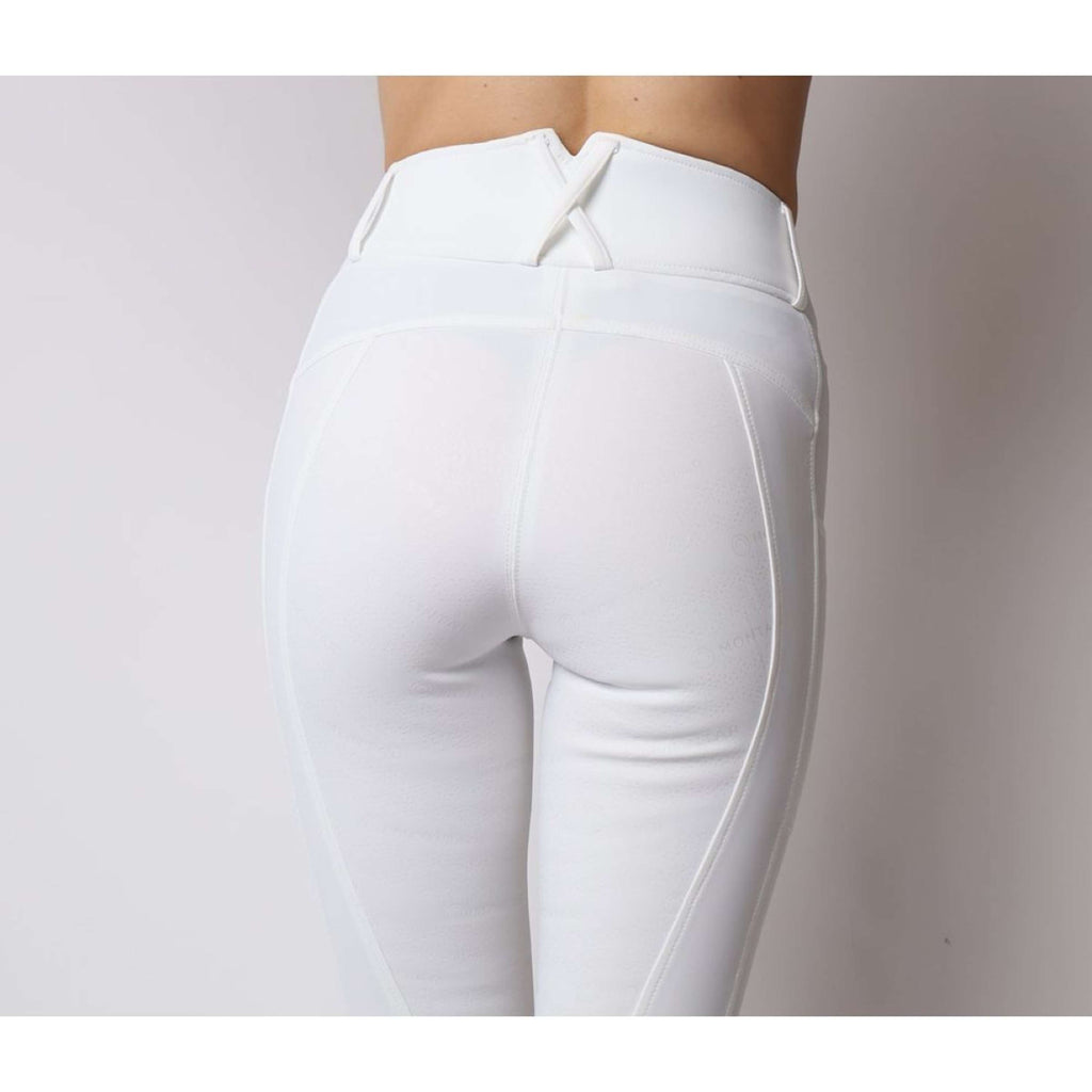 Legginsy jeździeckie dziecięce Montar Rosegold Logo, białe