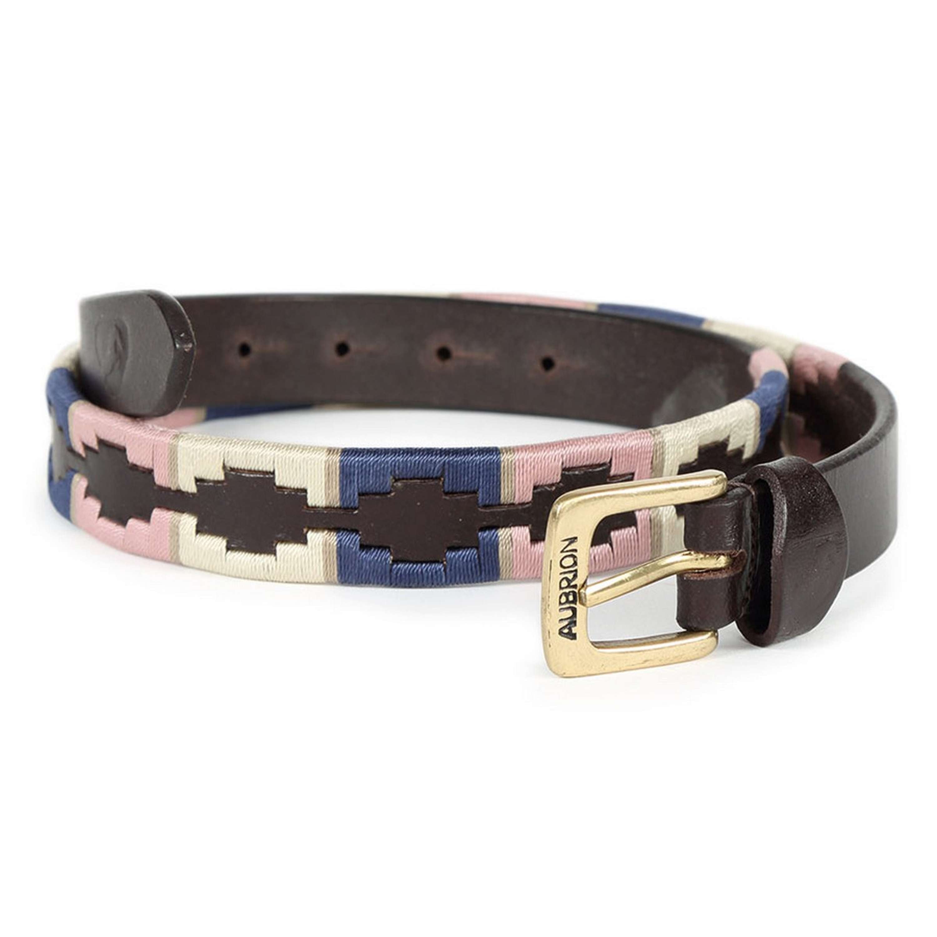 Aubrion by Shires Pasek Skinny  Polo Granatowy/Różowy/Naturalny