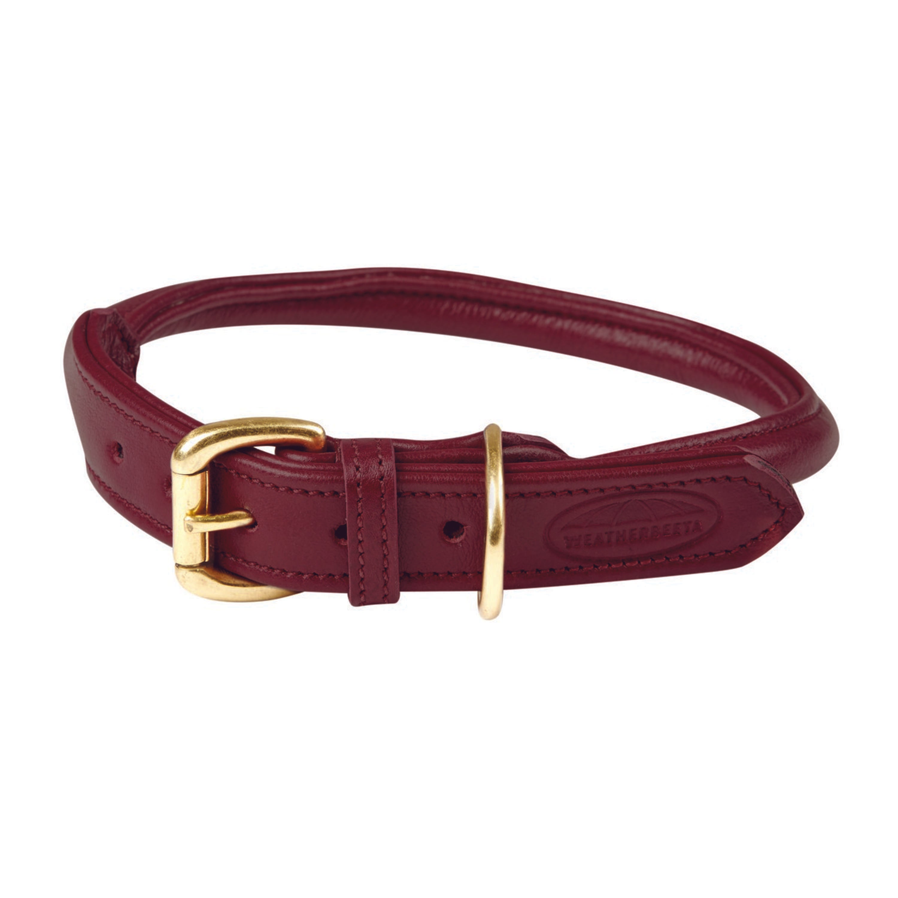 WeatherBeeta Dog Collar Rolled Skóra Maroon Red