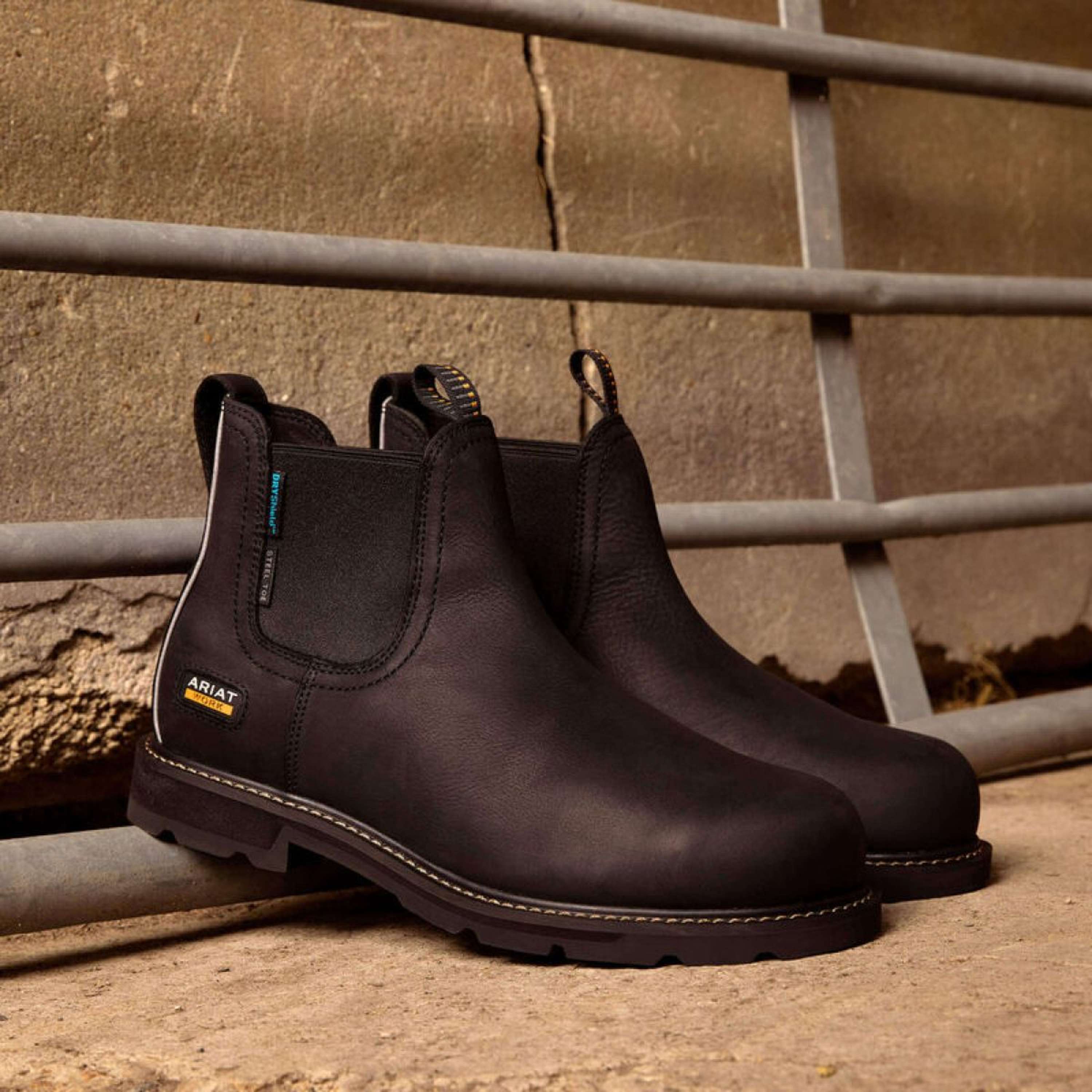 Ariat Buty sztyblety Groundbreaker Chelsea Waterproof ze stalowym podnoskiem męskie czarne