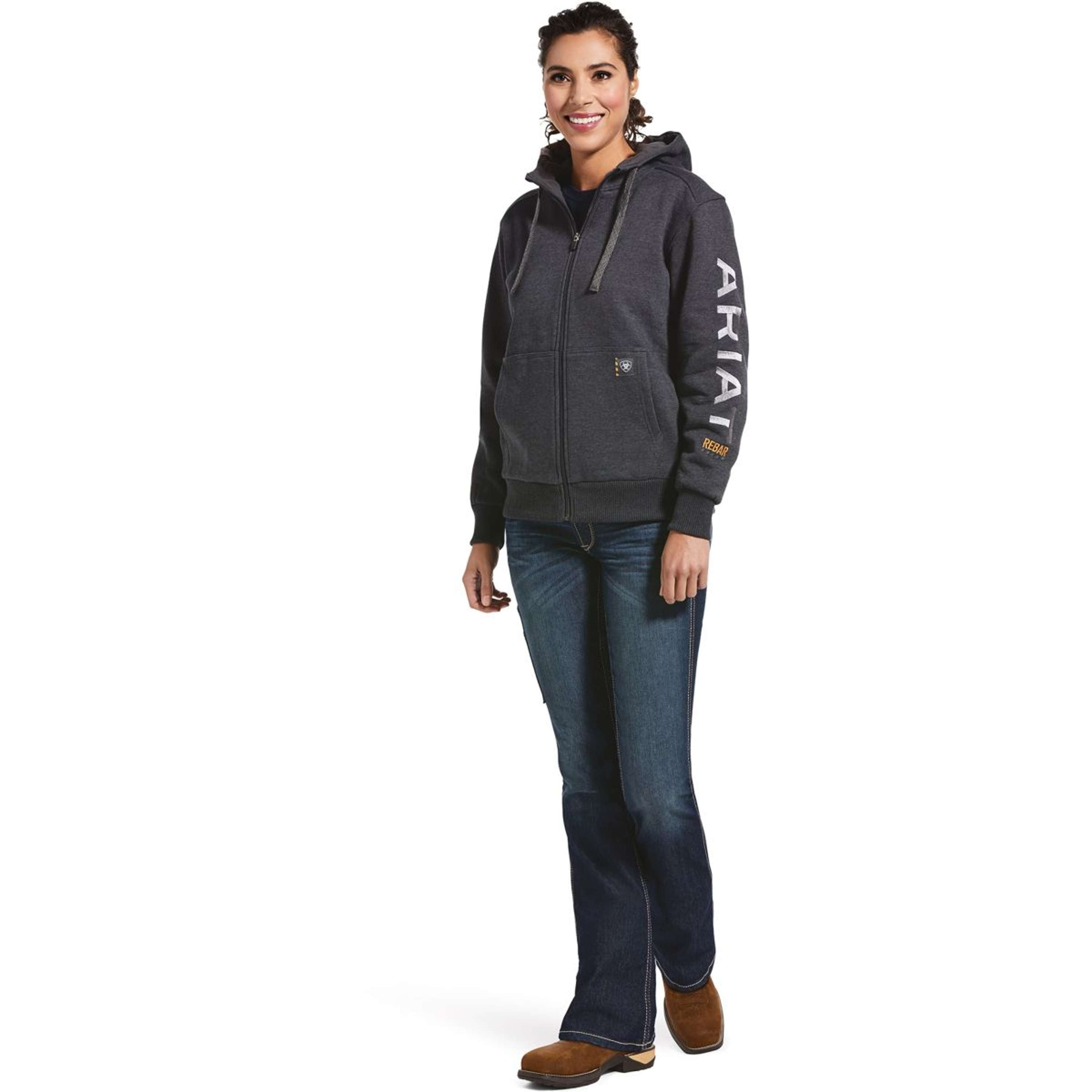 Ariat Bluza Z Kapturem I Zamkiem Rebar All Weather Damski Charcoal Heather
