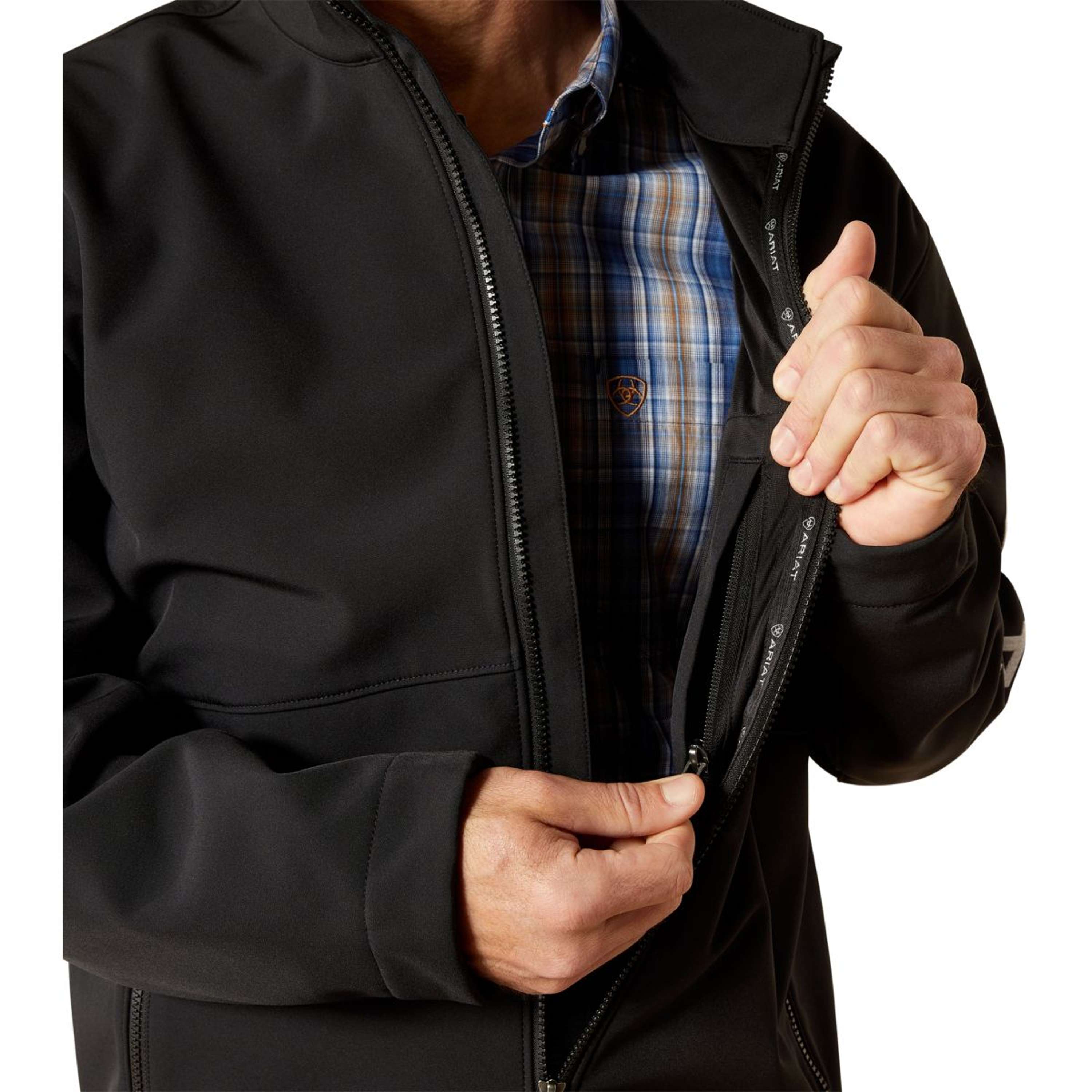 Ariat Softshell Bluza Z Kapturem I Zamkiem Logo Męski Czarny