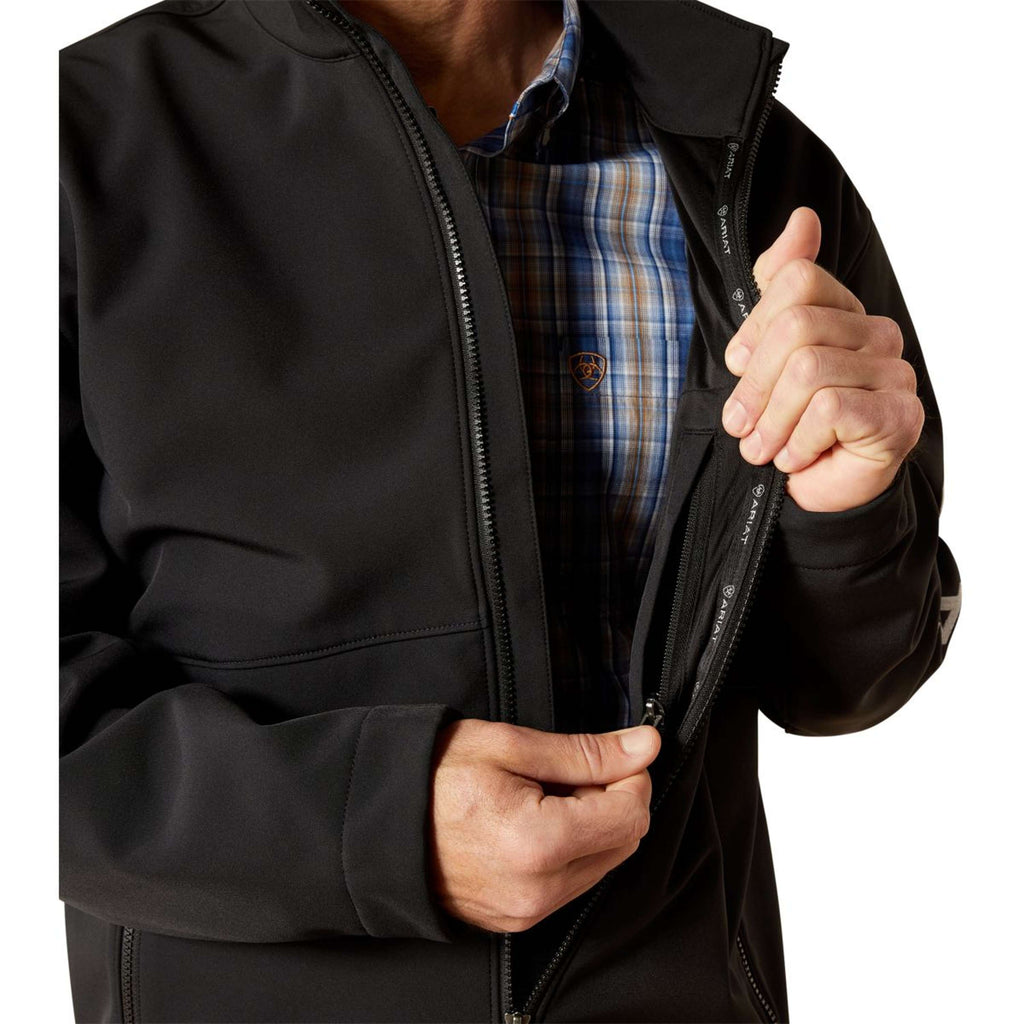 Ariat Softshell Bluza Z Kapturem I Zamkiem Logo Męski Czarny