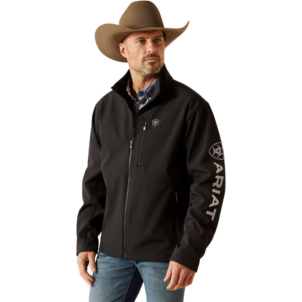 Ariat Softshell Bluza Z Kapturem I Zamkiem Logo Męski Czarny