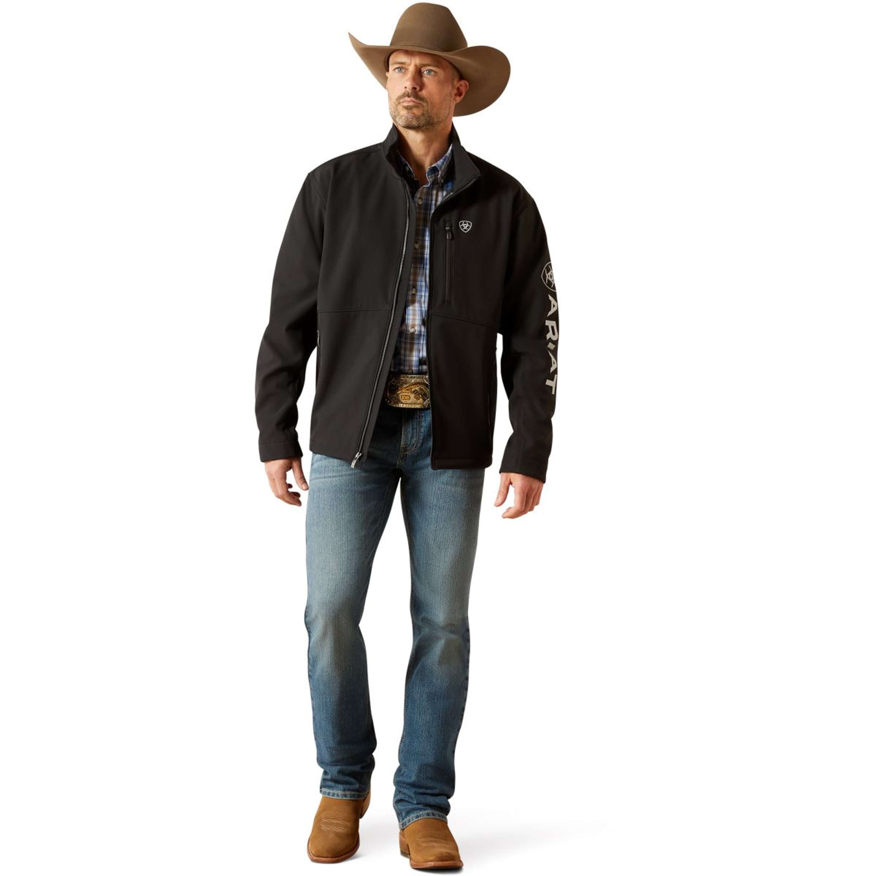 Ariat Softshell Bluza Z Kapturem I Zamkiem Logo Męski Czarny