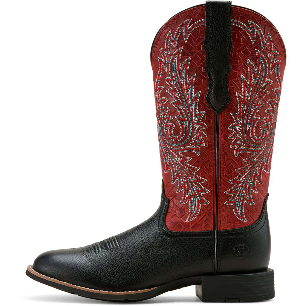 Ariat Kowbojki Round Up Stretchfit Damski Black Deertan/Garnet Emboss