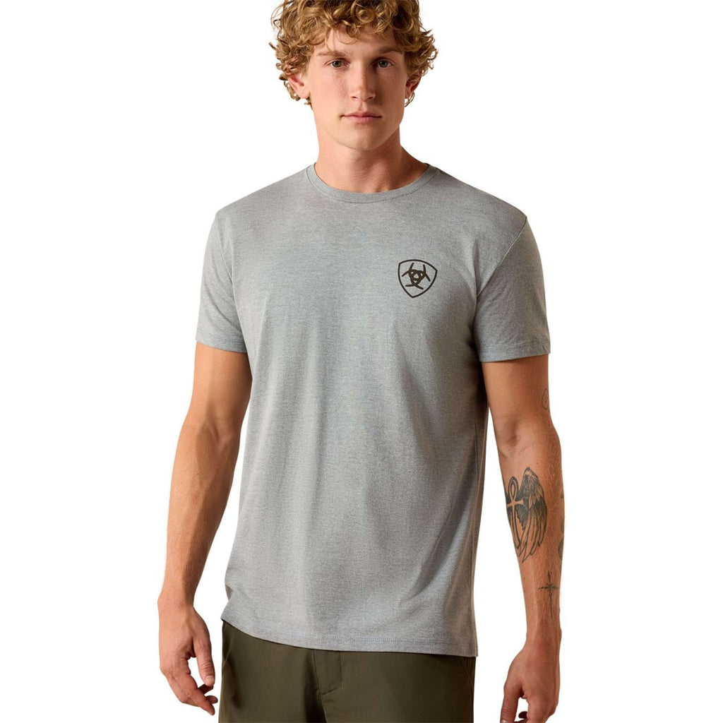 Ariat T Shirt Banner Badge Męski Szary