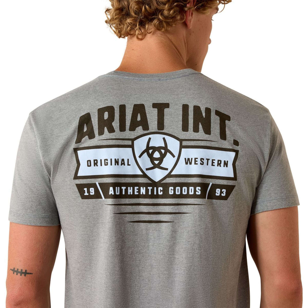 Ariat T Shirt Banner Badge Męski Szary