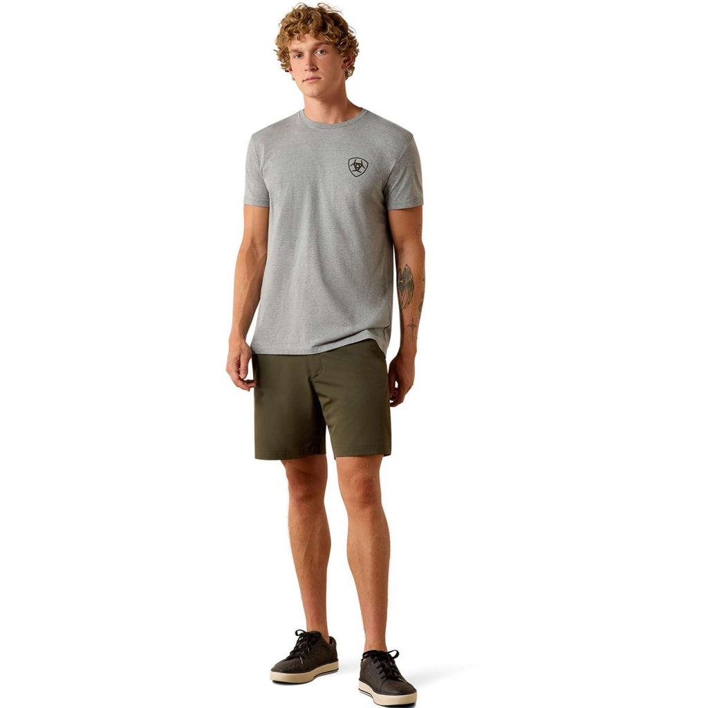 Ariat T Shirt Banner Badge Męski Szary