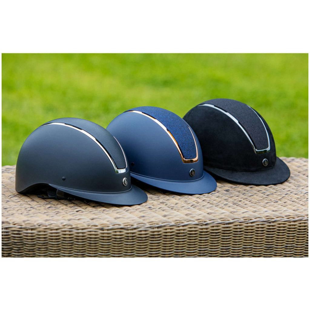Kask jeździecki BR Omega malowany Czarny/Chromowany