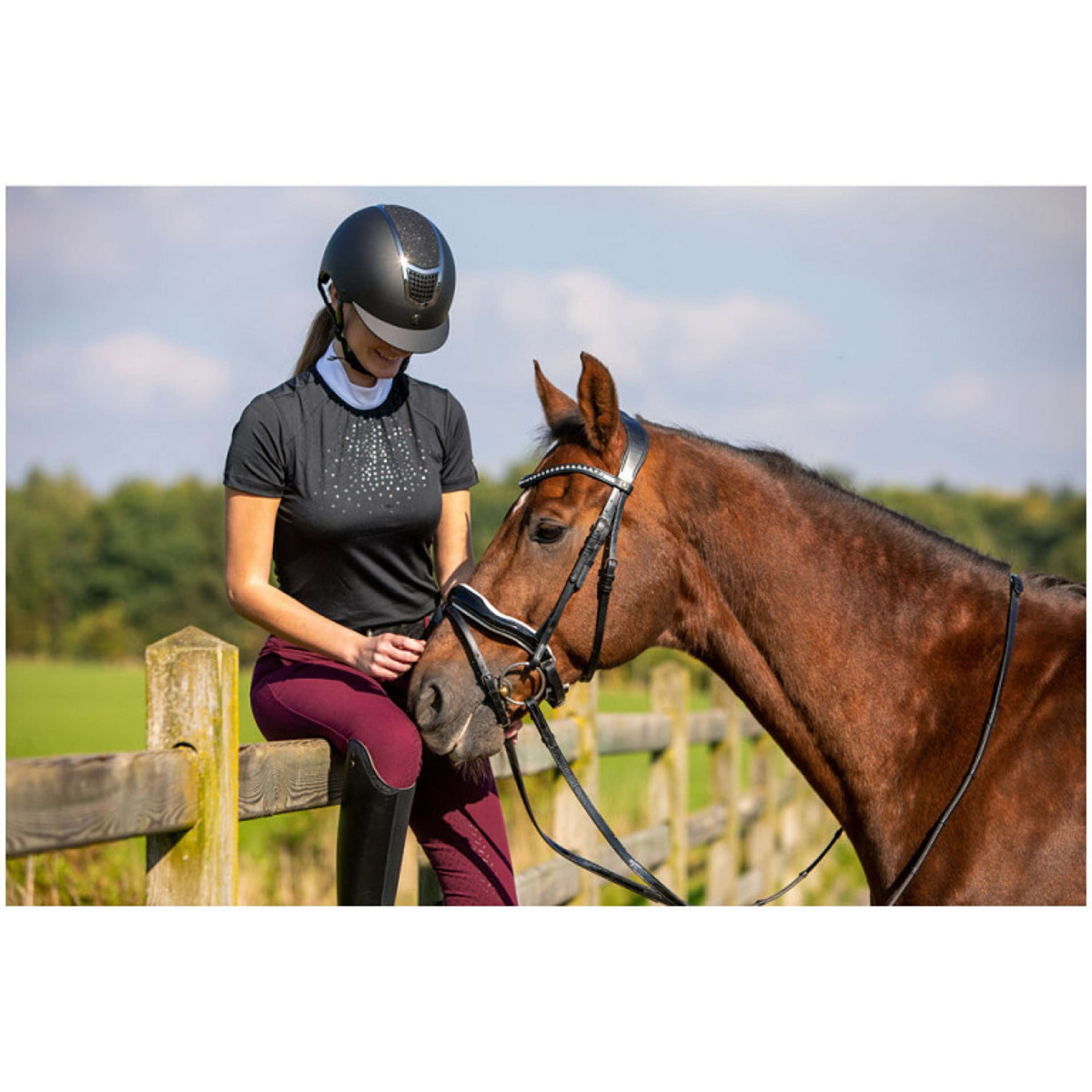 Kask jeździecki BR Lambda brokat czarny/stalowoszary