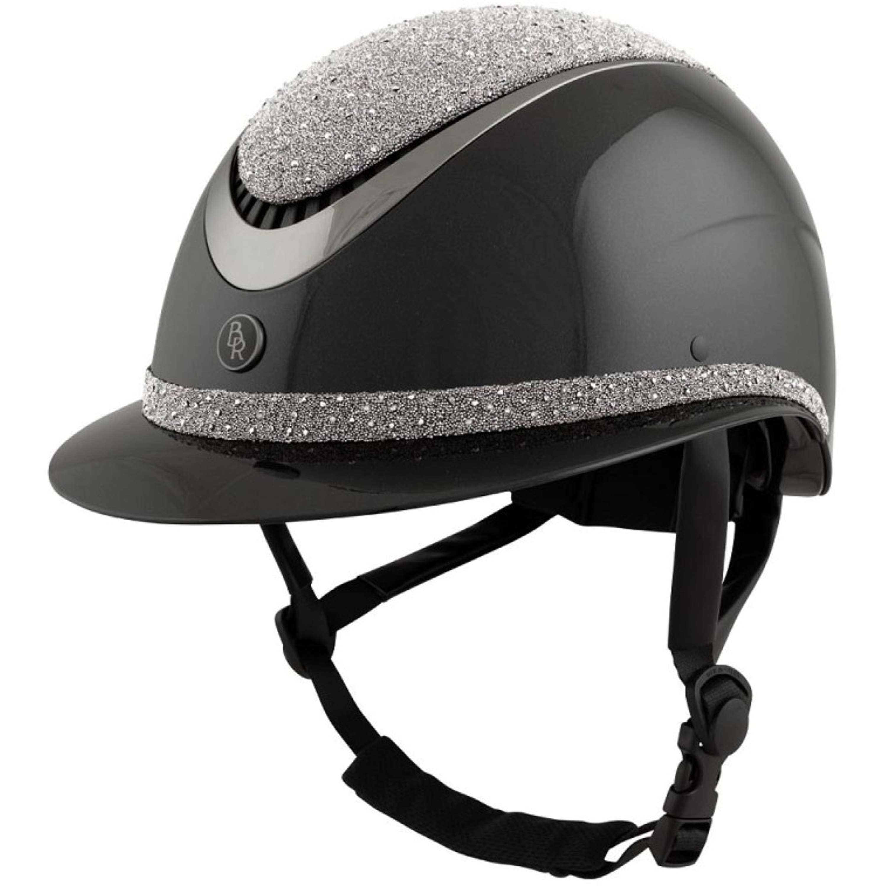 BR Kask Jeździecki Theta Plus Dazzling Glamourous Glossy Czarny/Stalowoszary