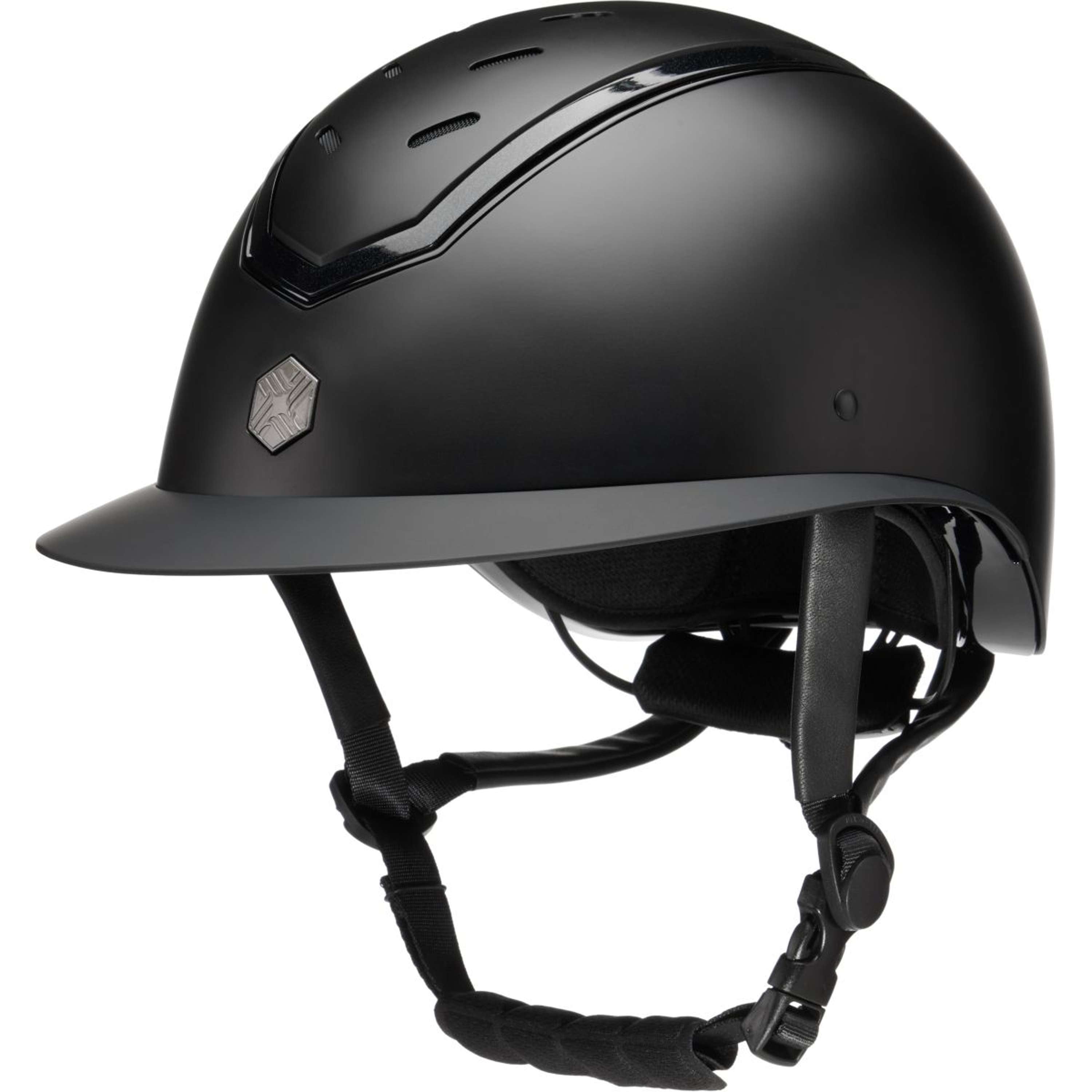 Kask jeździecki Charles Owen Kylo Wide Peak, czarny mat/czarny połysk