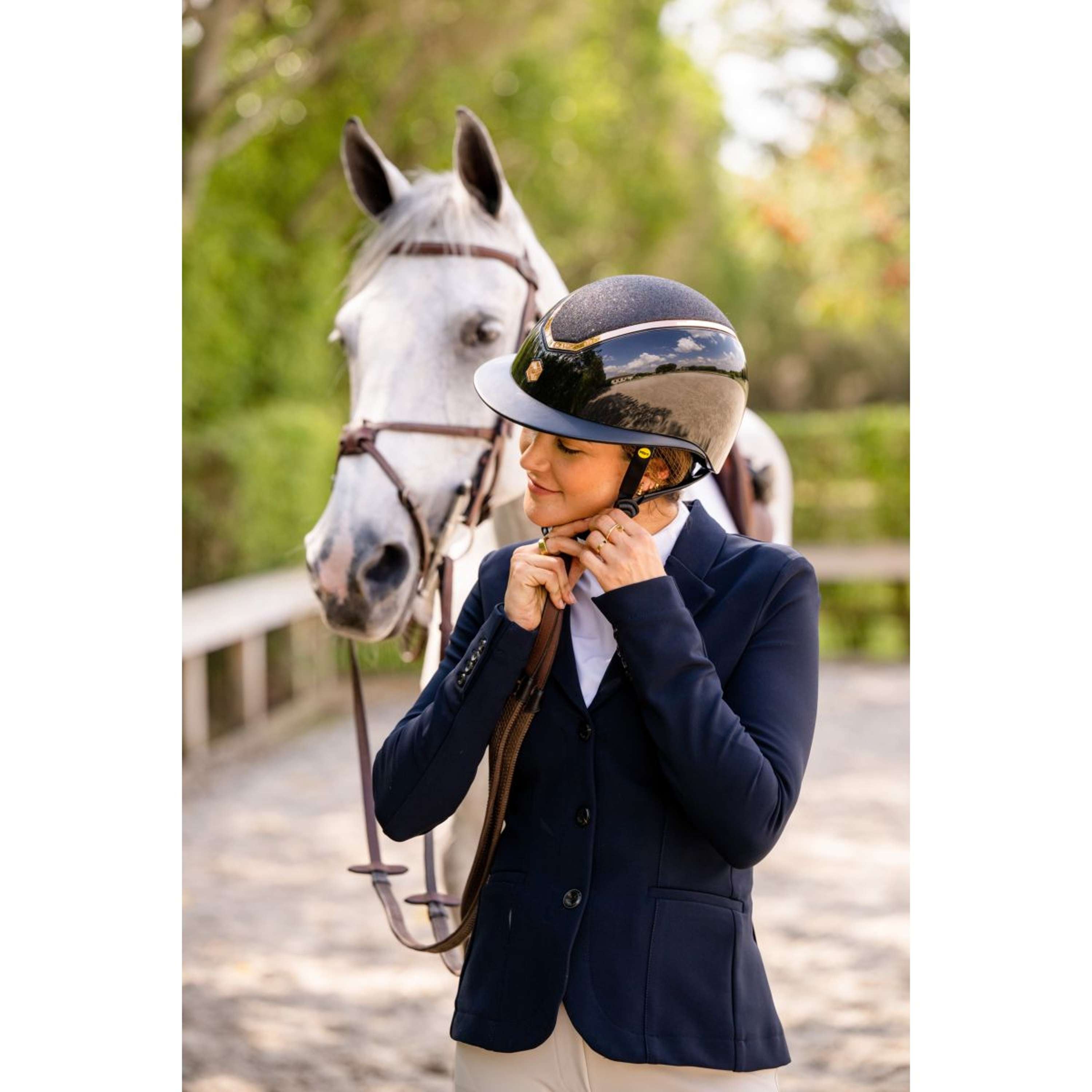 Kask jeździecki Charles Owen Kylo Sparkly Wide Peak MIPS Navy Gloss/Pewter