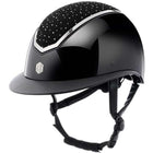 Kask jeździecki Charles Owen Kylo Crystal z szerokim daszkiem, czarny połysk/chrom