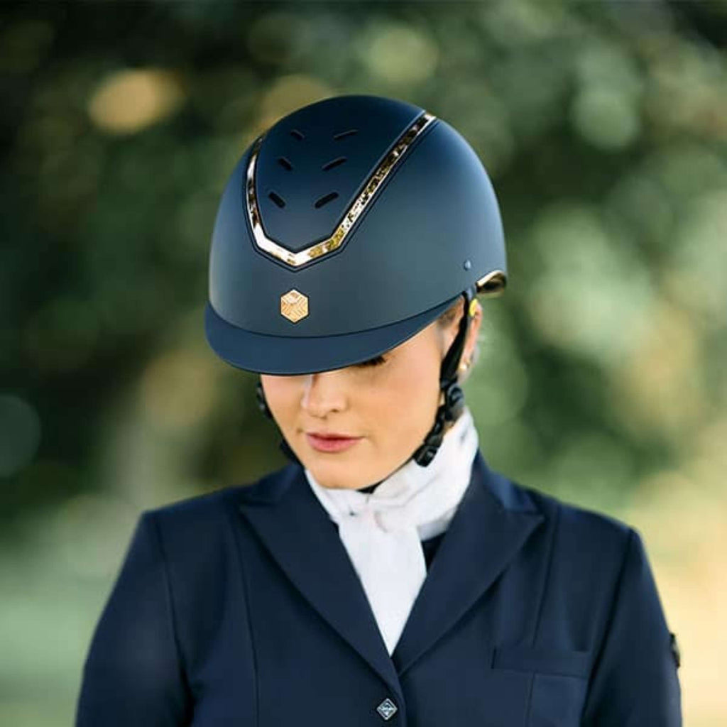 Kask jeździecki Charles Owen Kylo MIPS granatowy matowy/różowe złoto