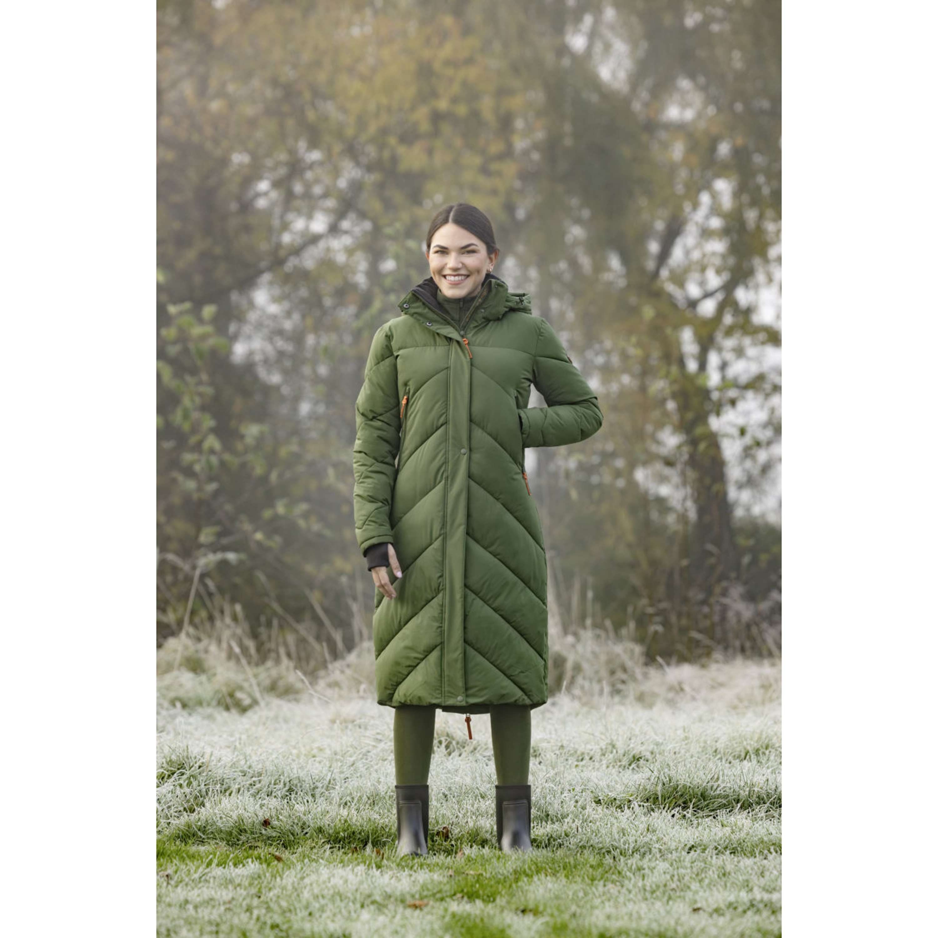 Covalliero Długi Płaszcz Zimowy AW26 Forest Green