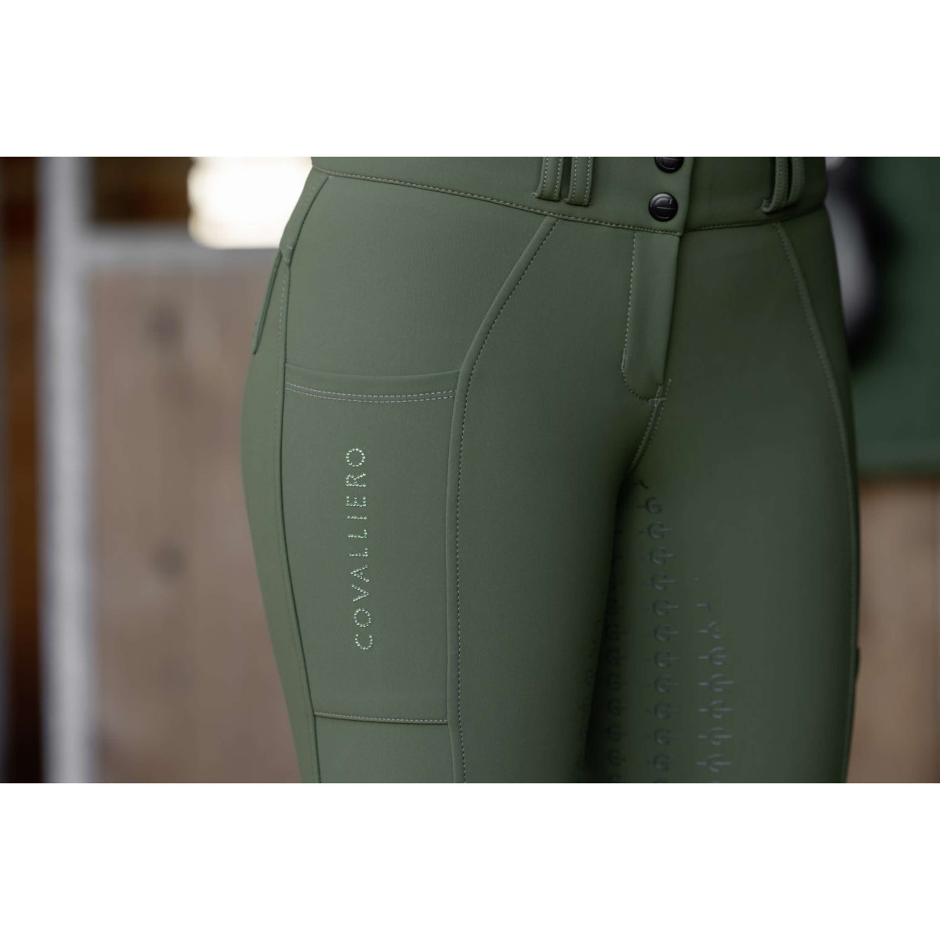 Covalliero Bryczesy Hight Waist Full Grip AW26 Forest Green