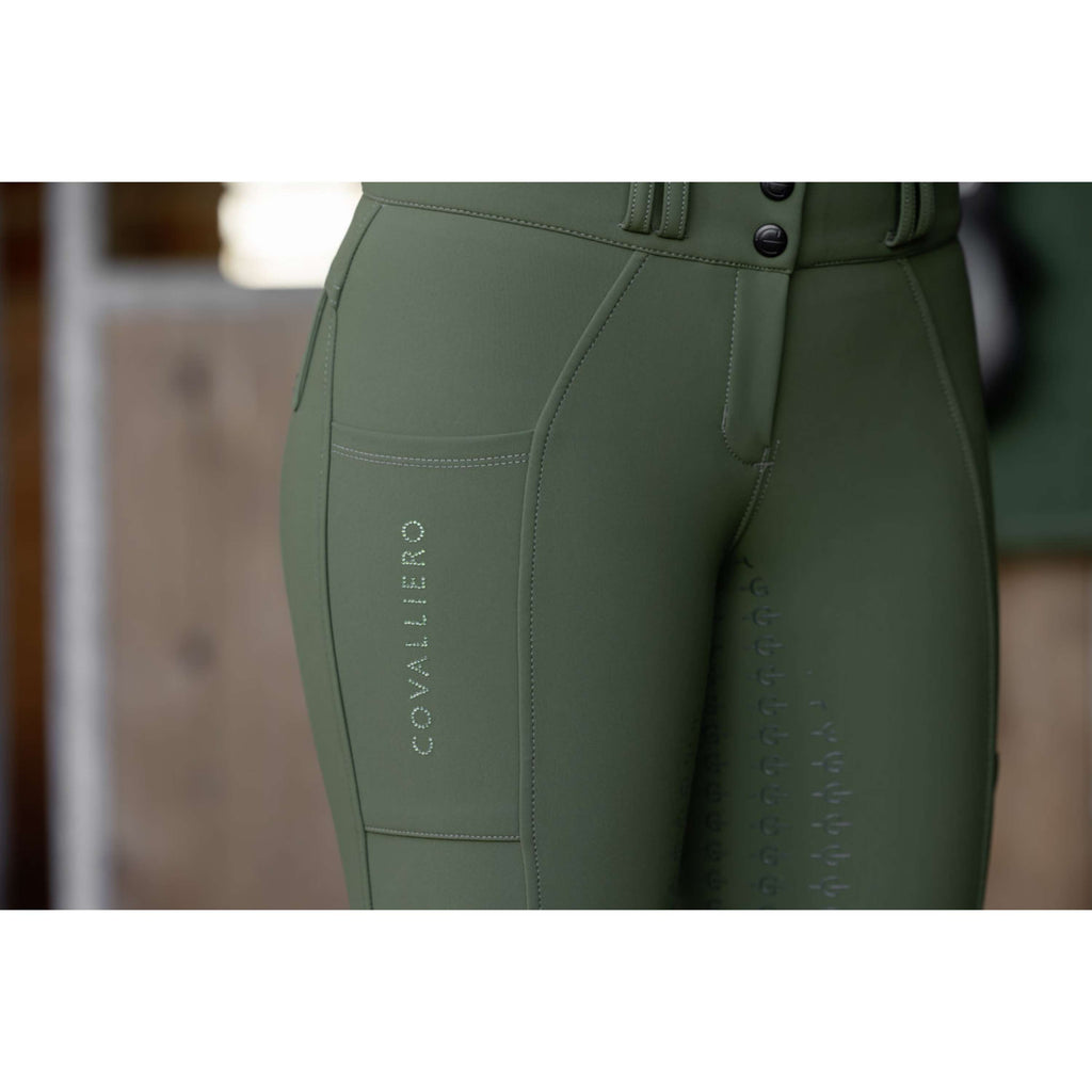Bryczesy Covalliero High Waist z pełnym lejem silikonowym AW26 Forest Green