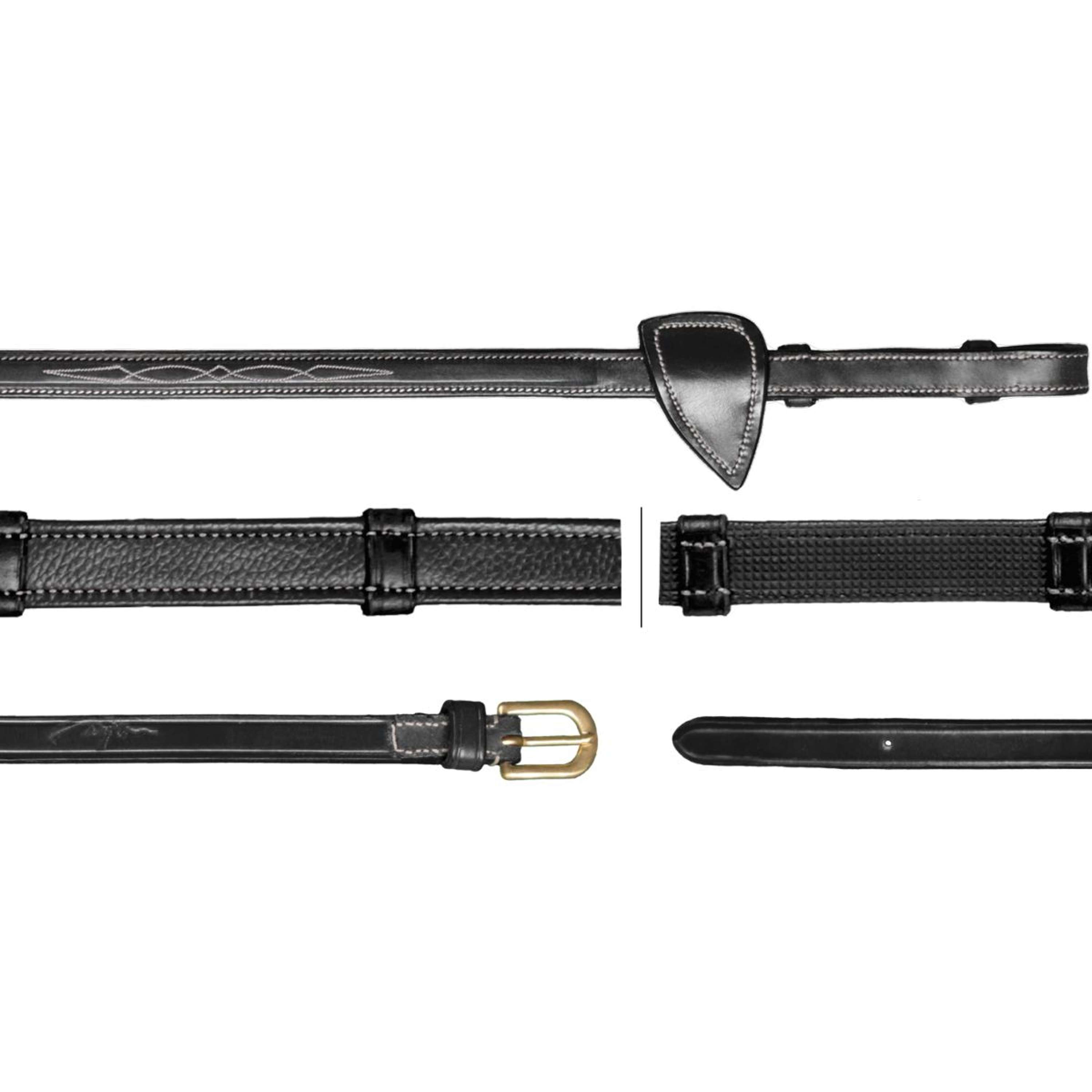 Dyon Hunter Reins 5/8 with Leather Stops Black