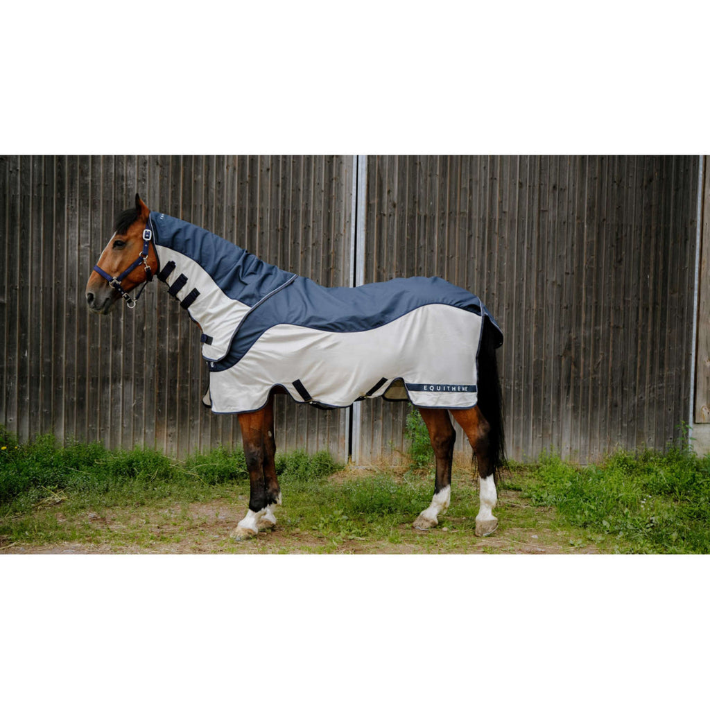 EQUITHÈME Derka Przeciw Muchom TYREX Combofly 600D z Osłoną na Szyję Navy Blue/Grey