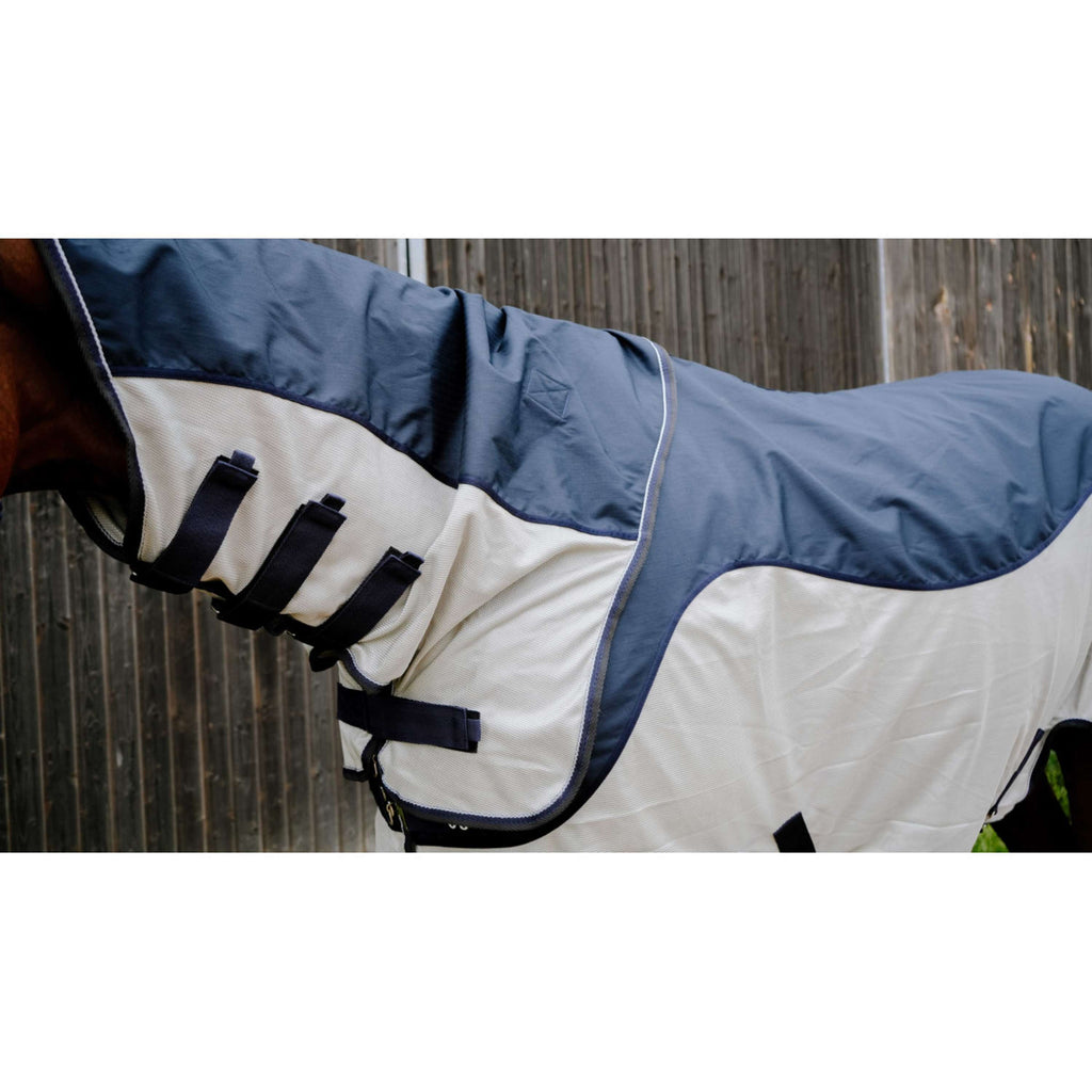 EQUITHÈME Derka Przeciw Muchom TYREX Combofly 600D z Osłoną na Szyję Navy Blue/Grey