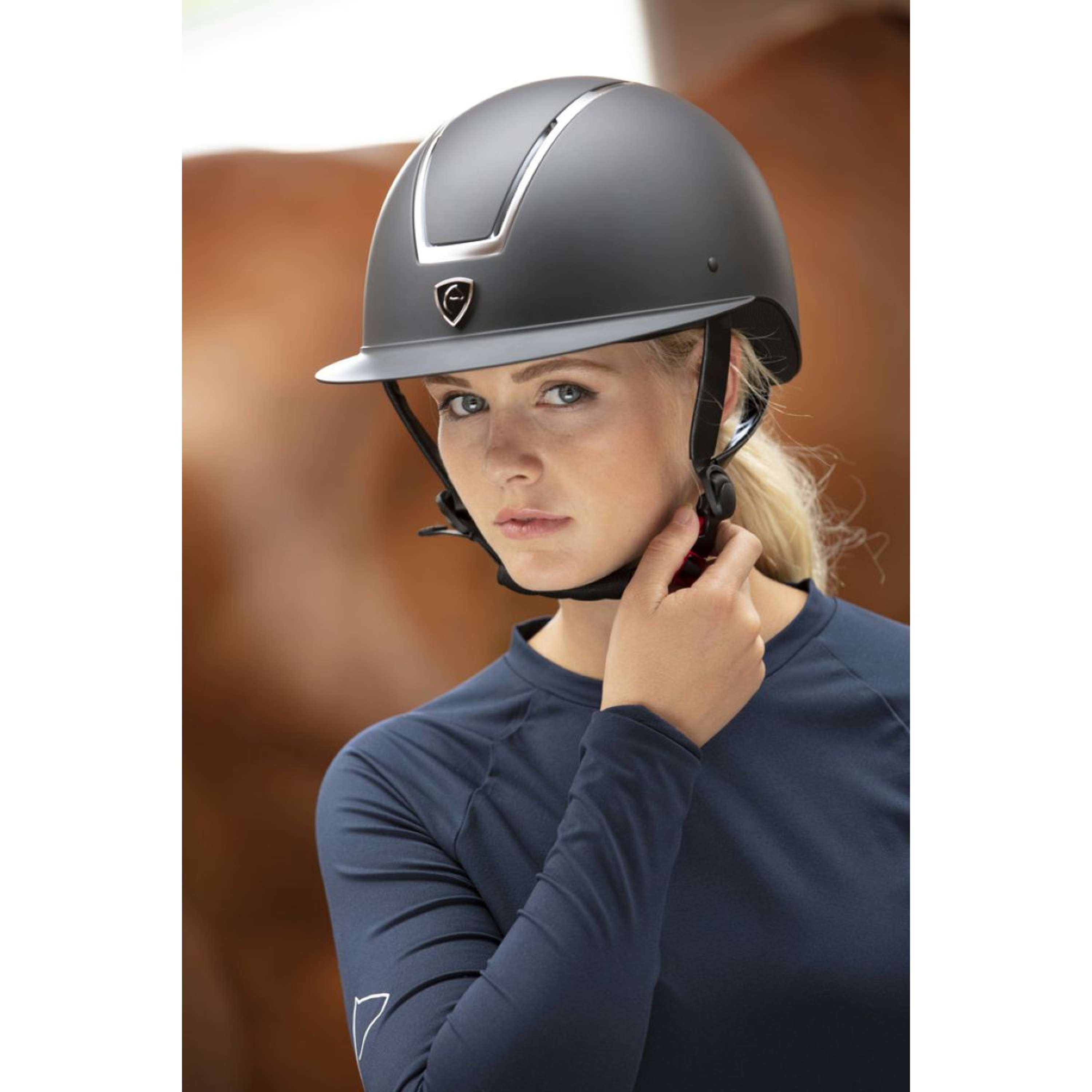 EQUITHÈME Kask Jeździecki Glint Mat Czarny - Srebrny