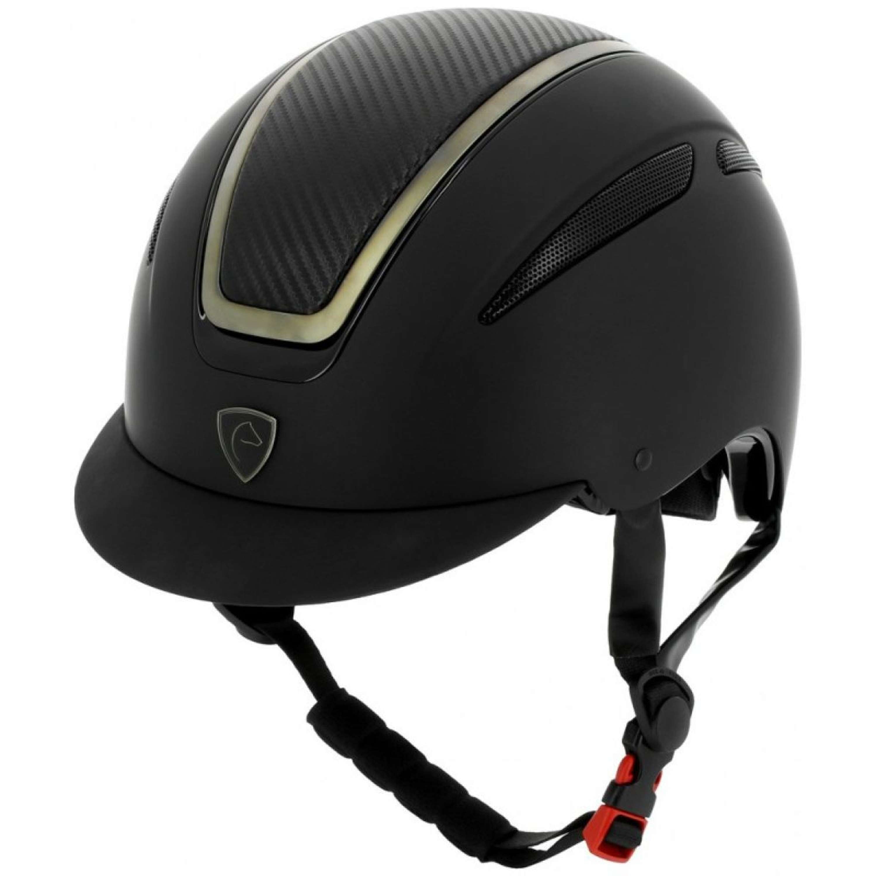 EQUITHÈME Kask Jeździecki Agris Czarny/Chromowany/Węglowy