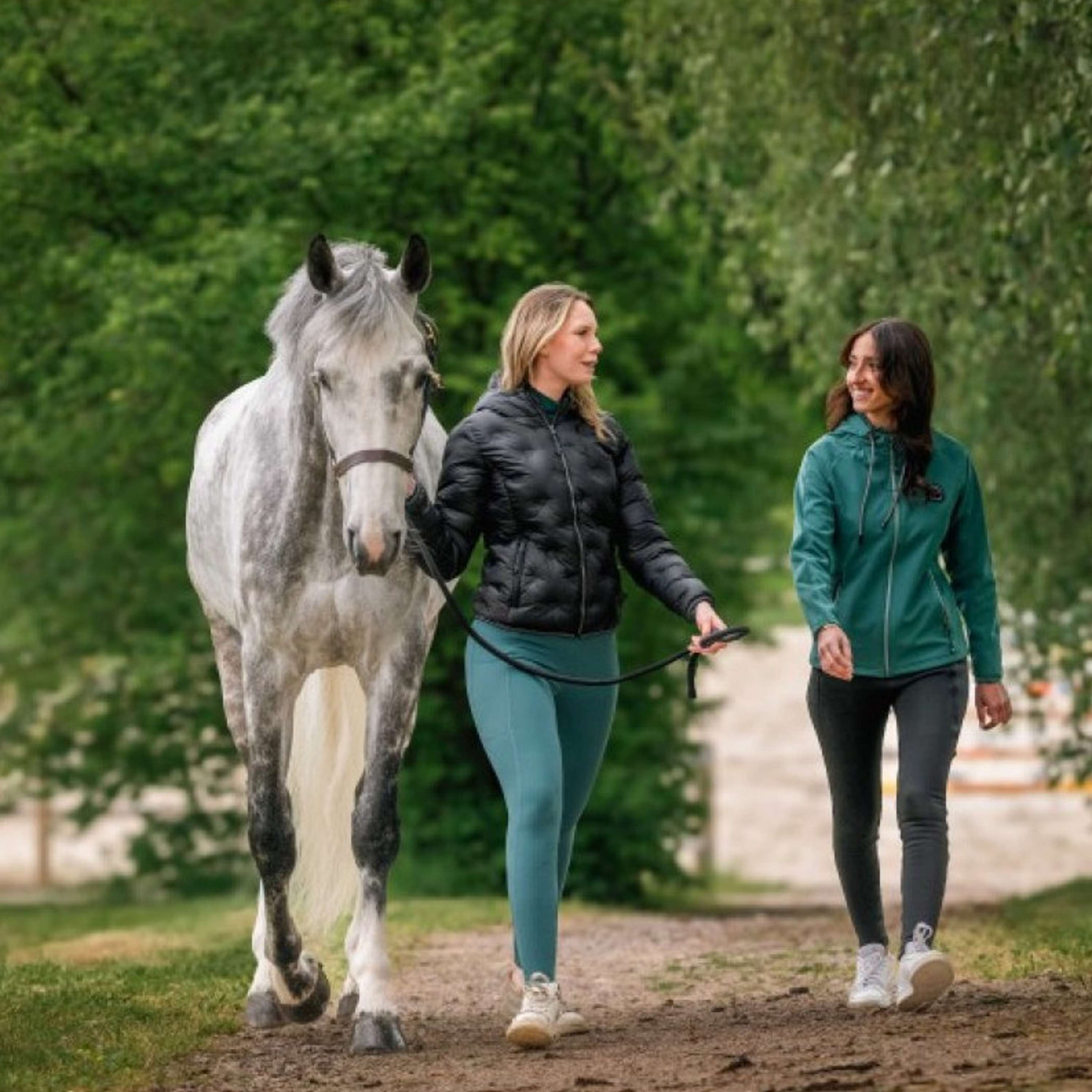 EQUITHÈME Legginsy Jeździeckie Flora Full Grip Niebieski kaczy